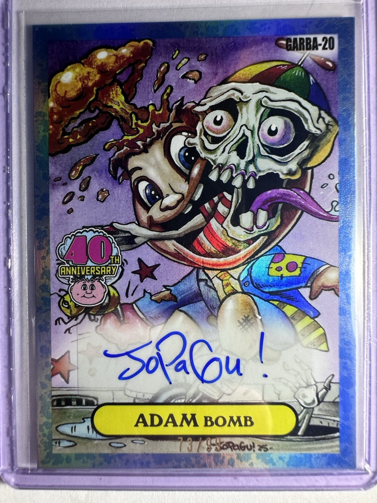 2025 Garbage Pail Kids 40th Homage to Garbahj Garba 20 ADAM BOMB BLUE 73/99 🔥