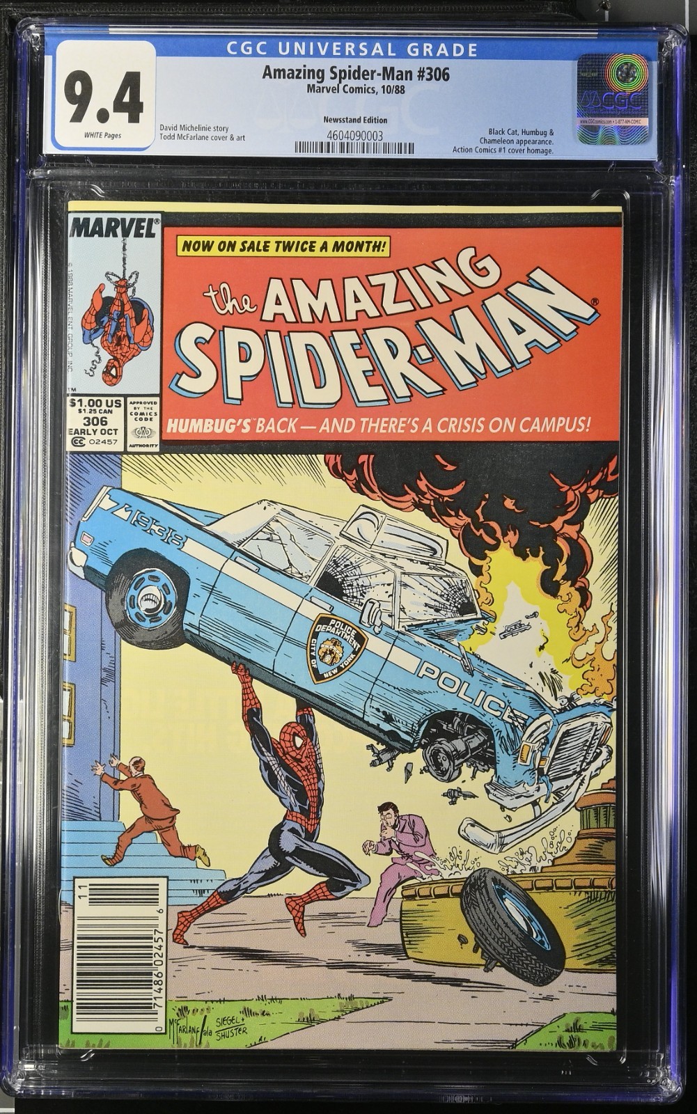 Amazing Spider Man 306 CGC 9.4 Newsstand Edition Action Comics 1 Homage Cover