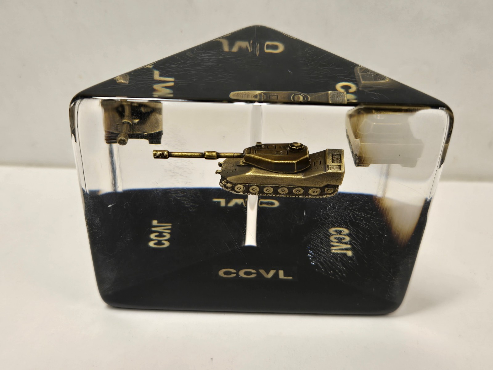 CCVL M8 Tank Metal Figure in “Crystal Clear Lucite” RARE Military Collectible