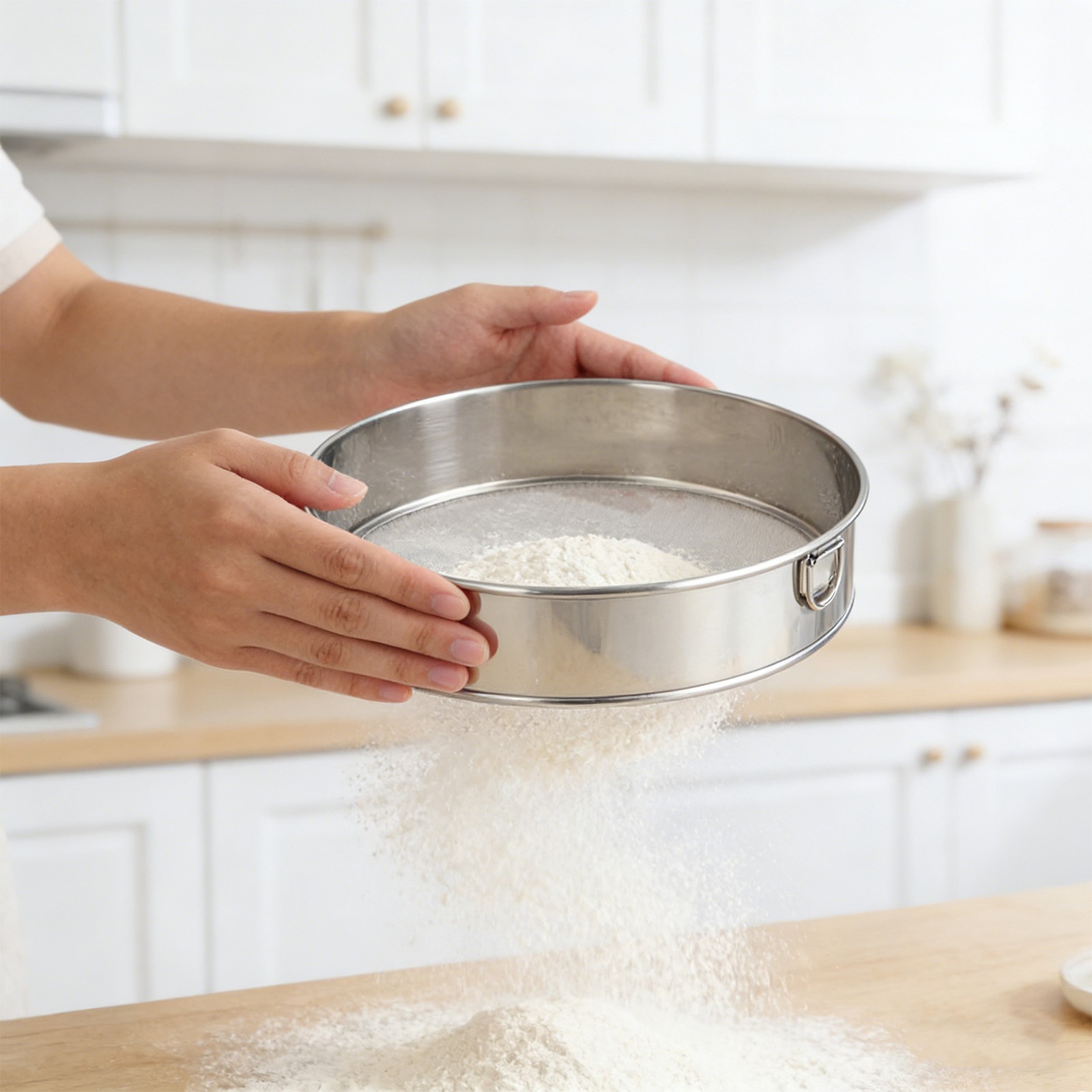 Large Size Round Sifter Titanium Plated 80 Mesh Flour Sieve For Baking Kitchen