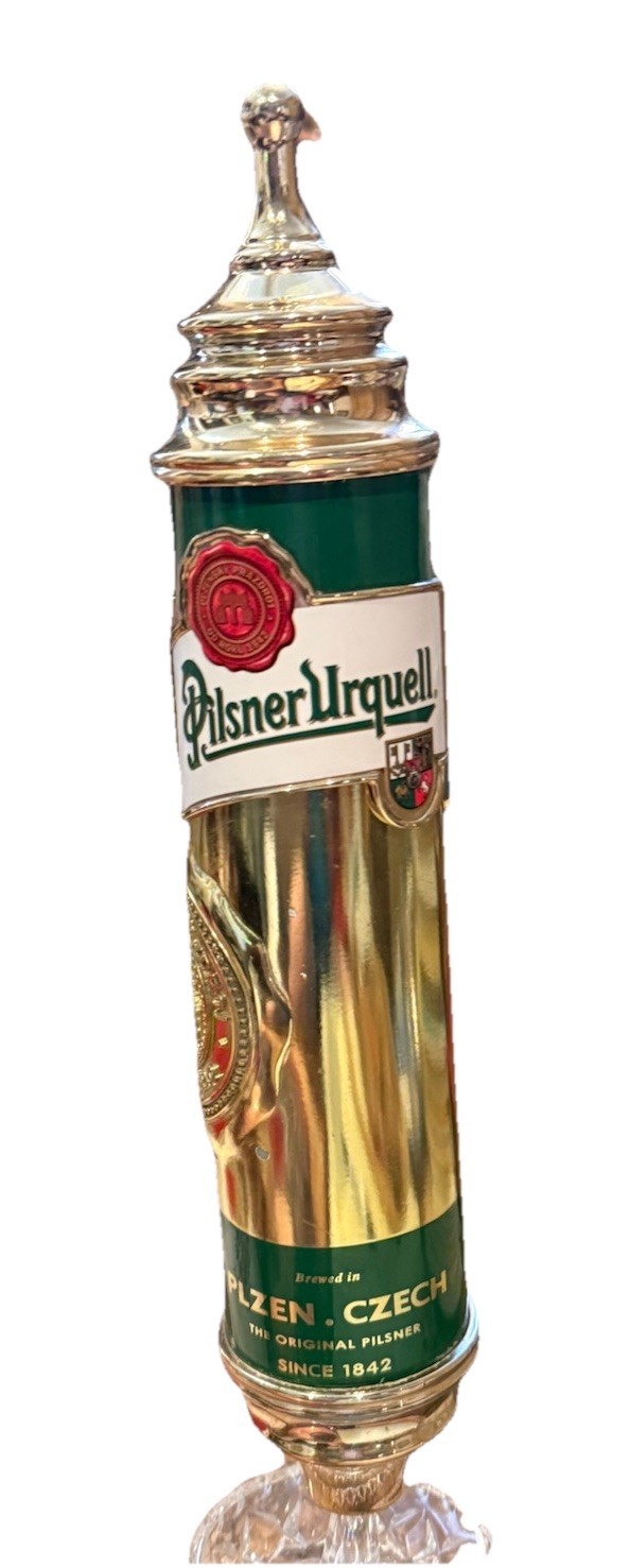 Rare Vtg. Pilsner Urquell Plzen Czech Beer Tap Handle 12 Inches Green Gold