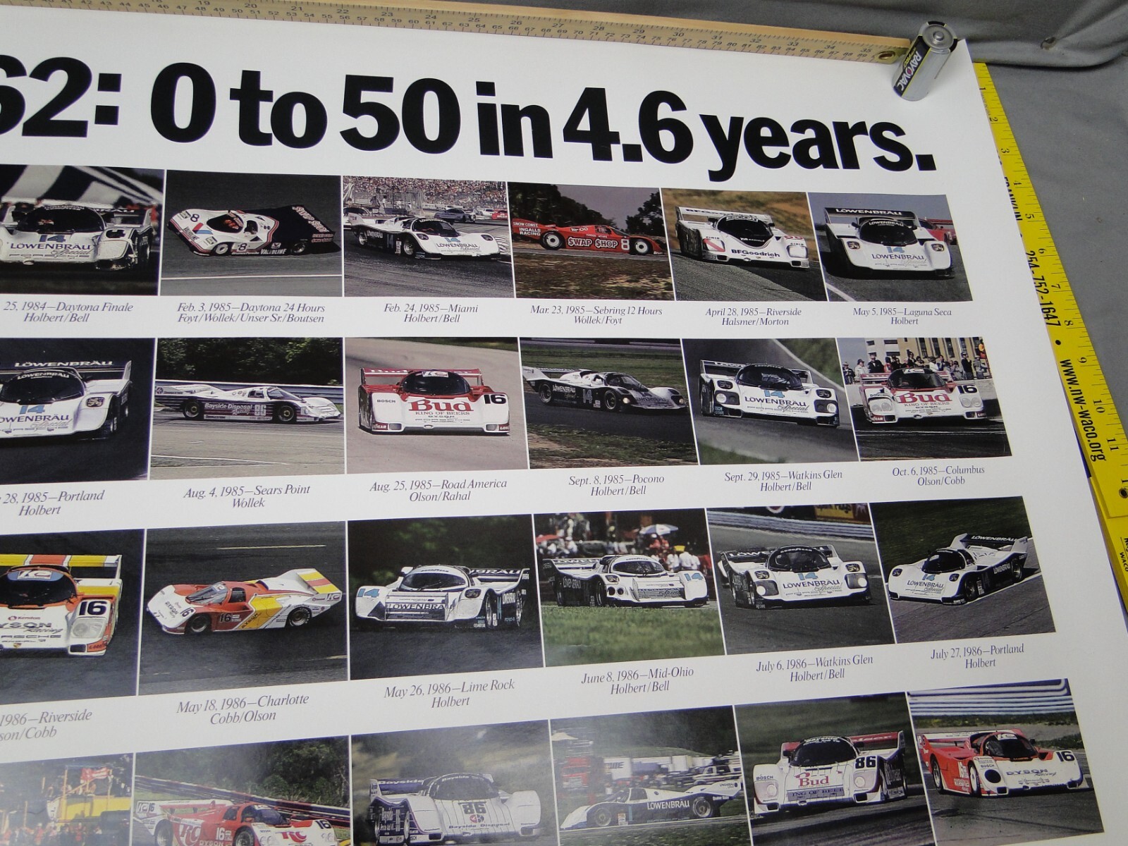 The Porsche 962: 0 to 50 in 4.6 Years Showroom Poster rare 1989