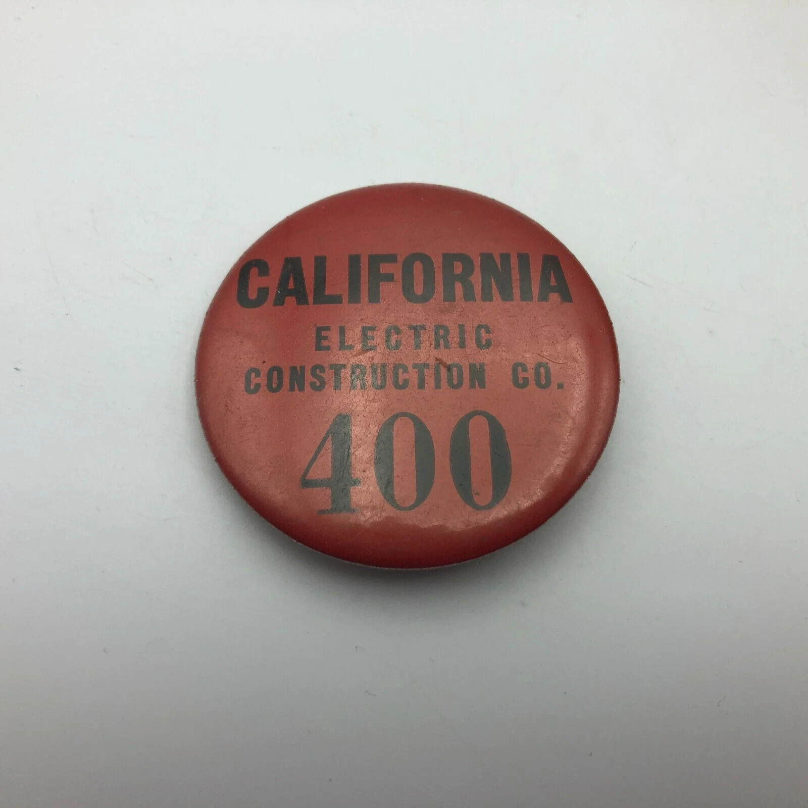 Pinback California Electric Construction Company Employee ID Badge Pin Vintage