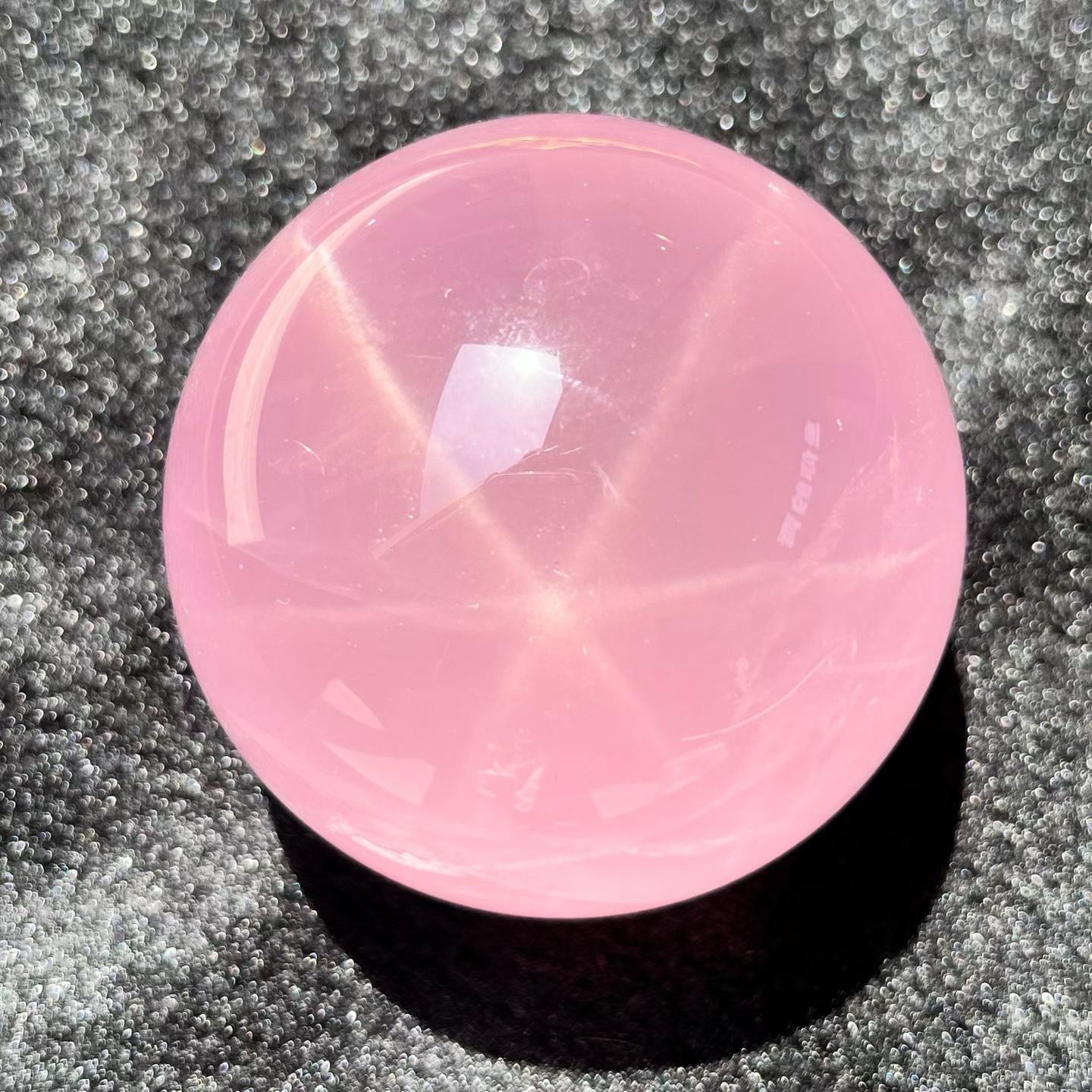 69mm Natural Six-ray starlight Pink Rose Quartz Sphere Crystal Ball Reiki Decor
