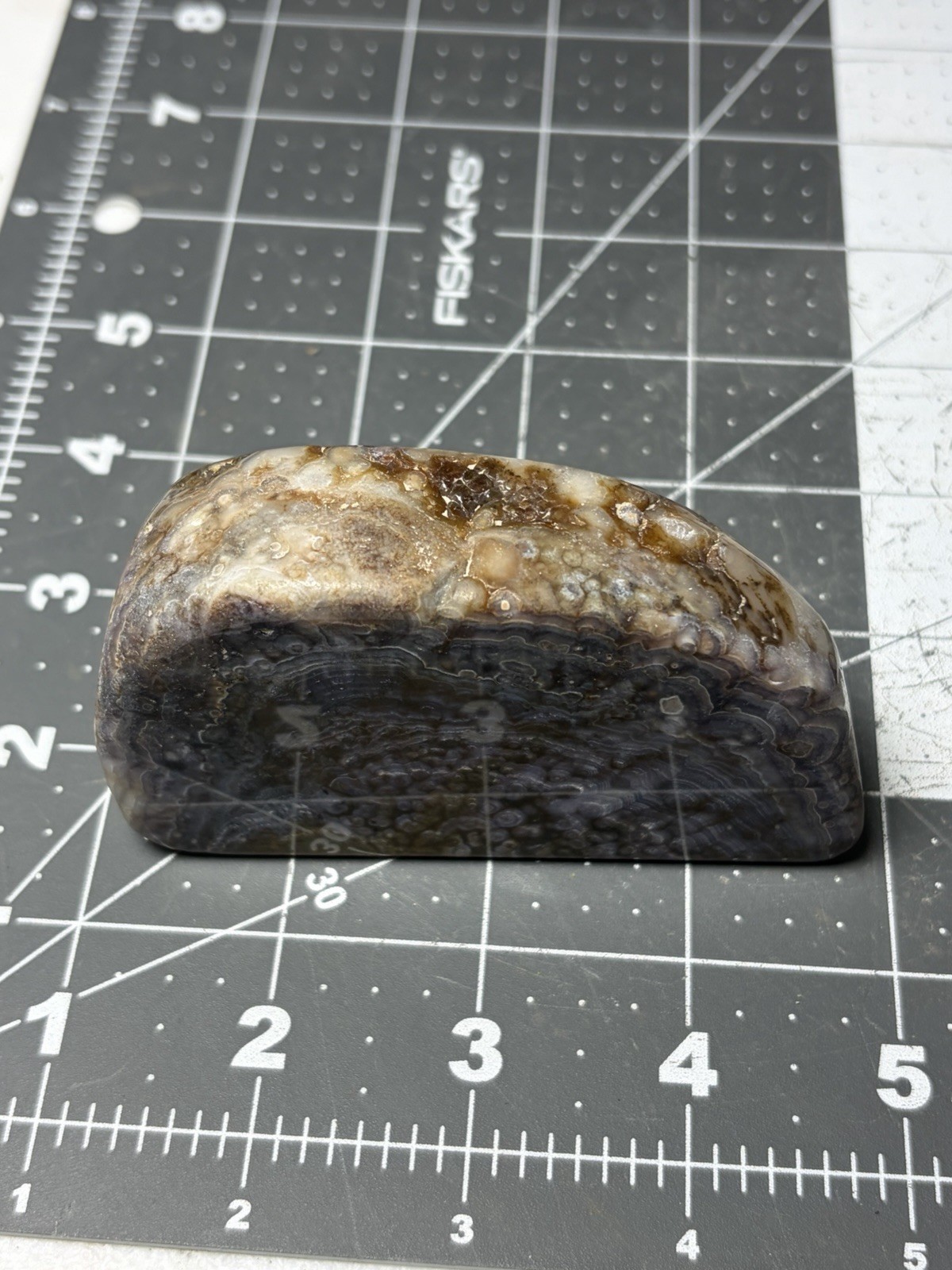 Rare Luna Agate Standing Free Form Hand Made Polished Specimen Purple Orbs