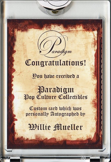 -MAJOR LEAGUE-Willie Mueller Signed/Autograph/Auto Certified BASEBALL Movie Card