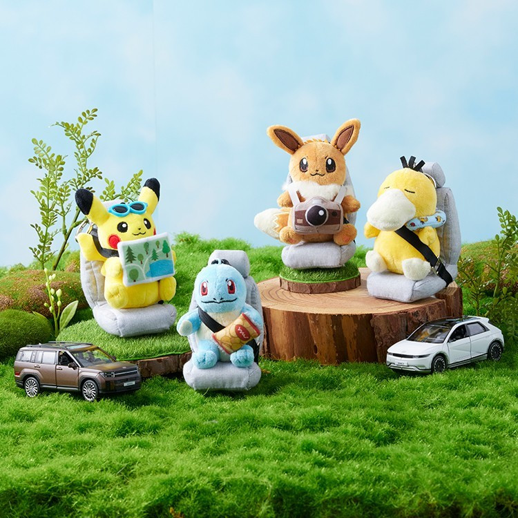 Pokemon x Hyundai Plush Keychain Mascot Blind Box Pikachu Eevee Limited
