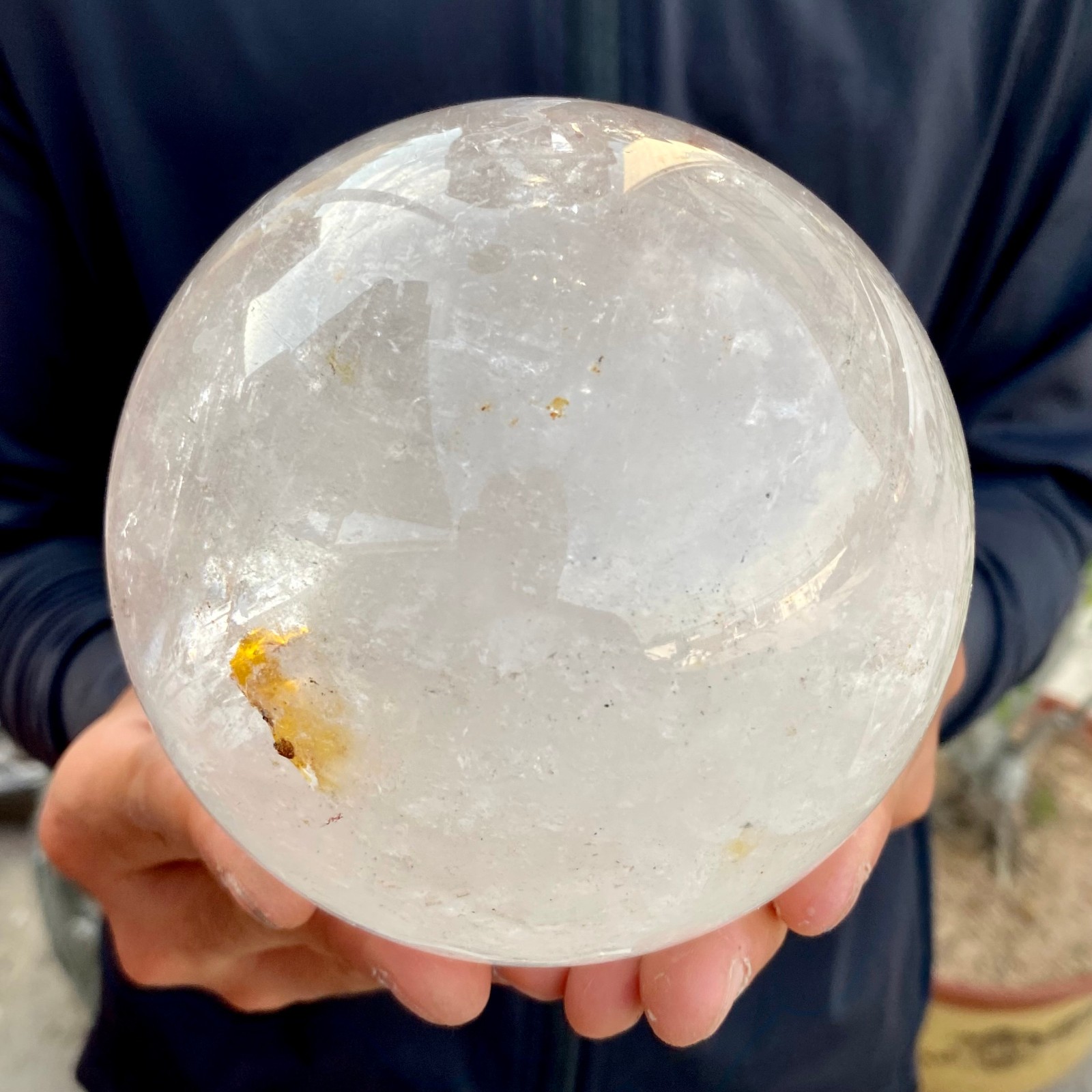 4.6LB Natural White Crystal Clear Quartz Crystal Sphere Ball Healing Meditation