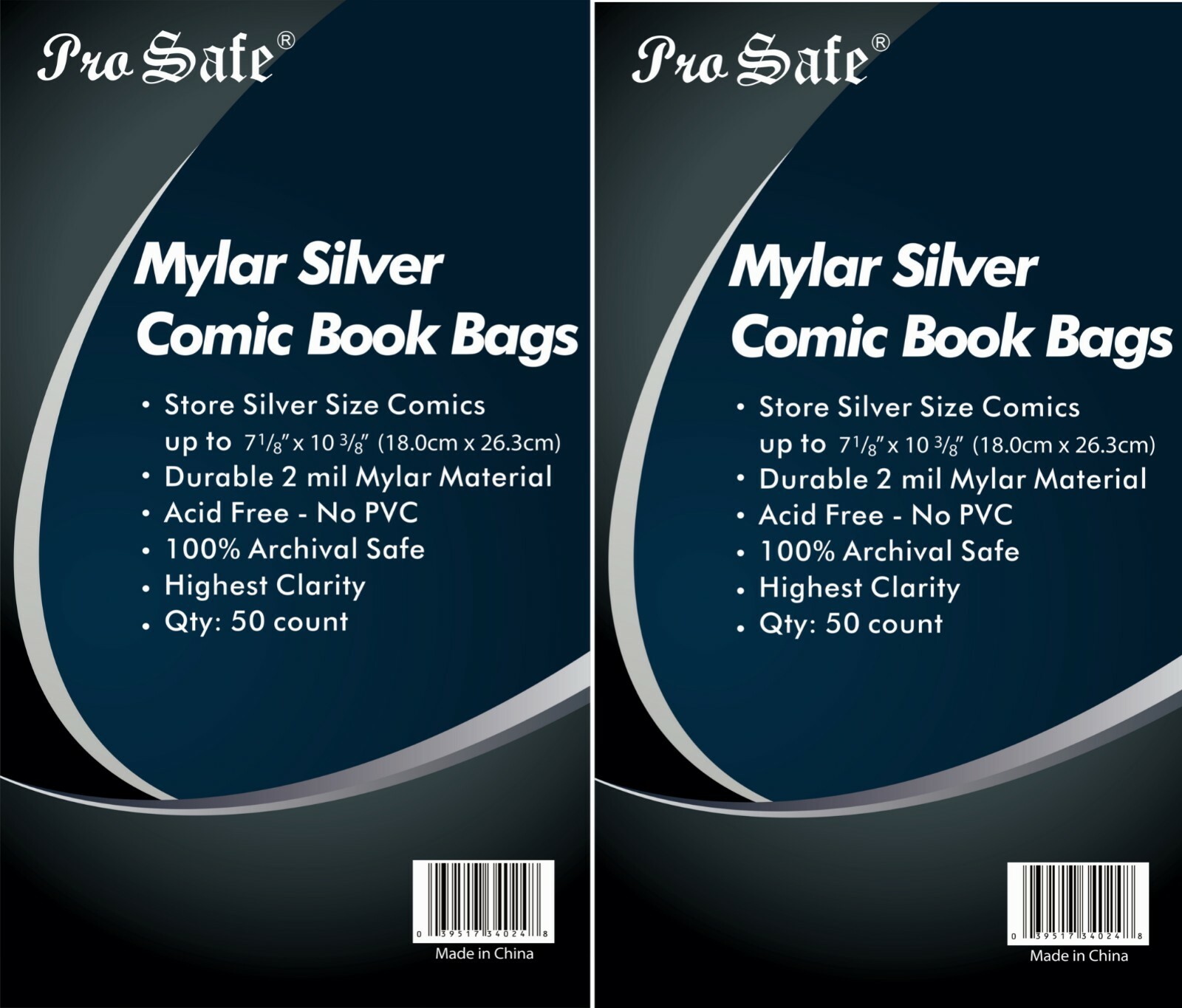 100 MYLAR Silver Comic Book Bags, 2×50/pack MYLAR Silver Comic Bags / Sleeves