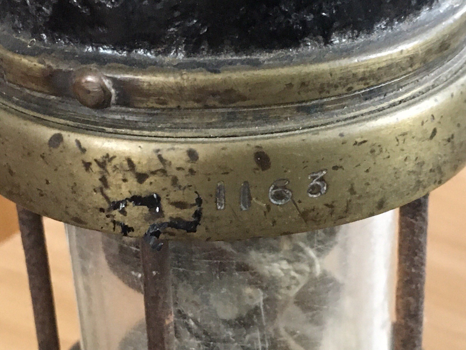 Vintage Patterson A 1 Brass miners lamp. 306 on top 1163 All around patent