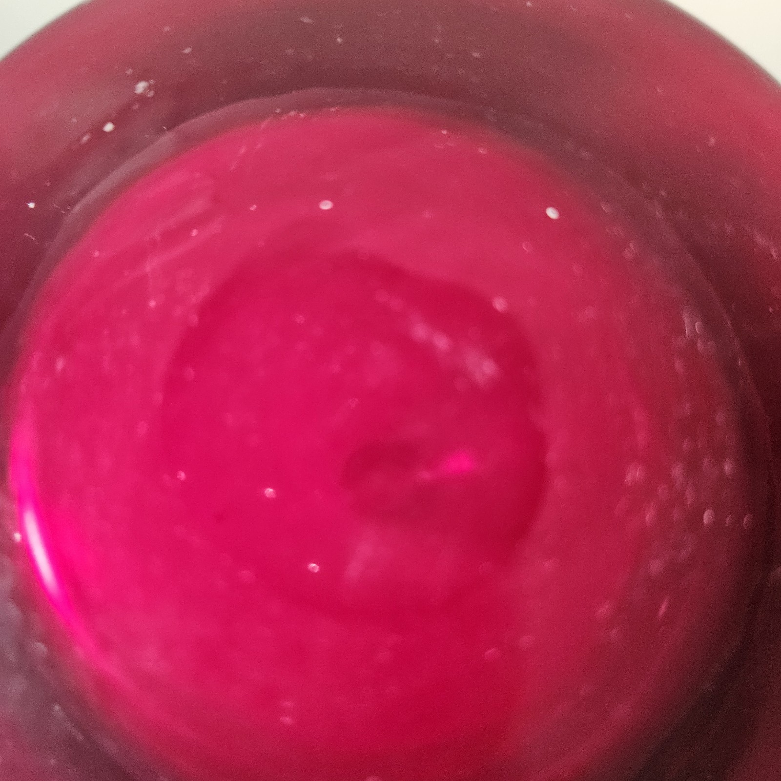 Vintage Ruby Red Glass Vase Clear Base Hand Blown Vibrant Red 11″ Gorgeous!