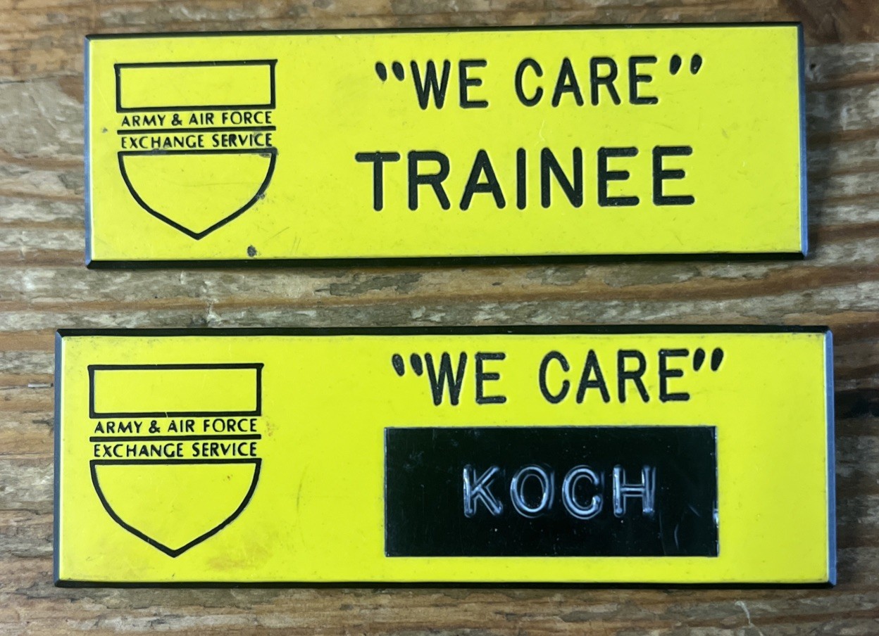 Army & Air Force Exchange Service Employee ID Badge Lot of 2 Pin Name Tag