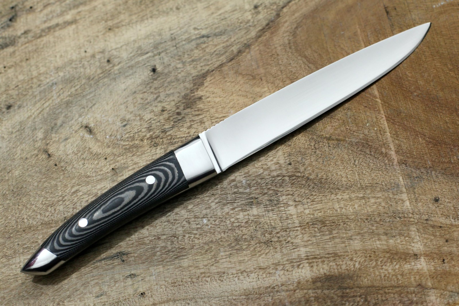GCS Handmade D2 Steel Chef Knife Black And White Micarta Handle