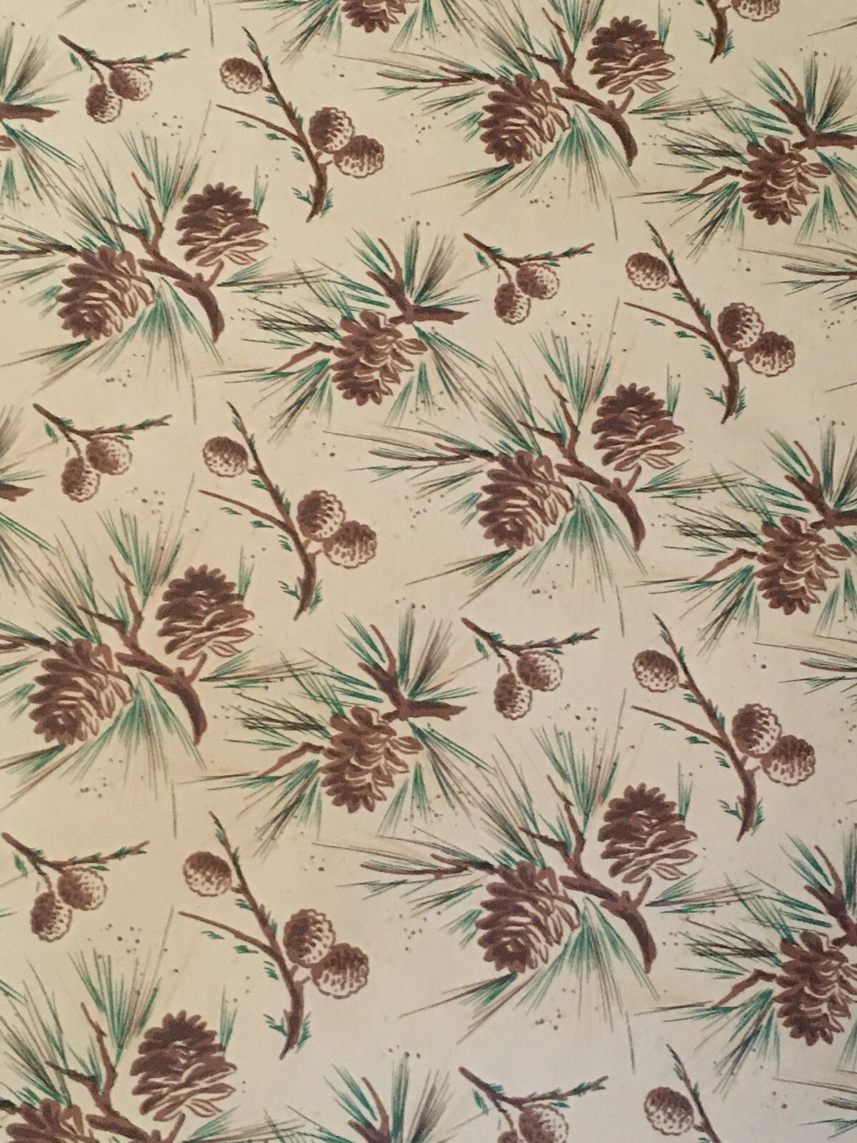 VTG CHRISTMAS PINE CONE WINTER STORE WRAPPING PAPER GIFT WRAP 2 YARDS X 24″
