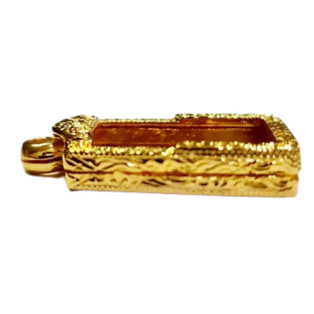 Empty Brass Thai Case Buddha Gold Frame Handmade Amulet Pendant Gift 1.7×2.4 cm