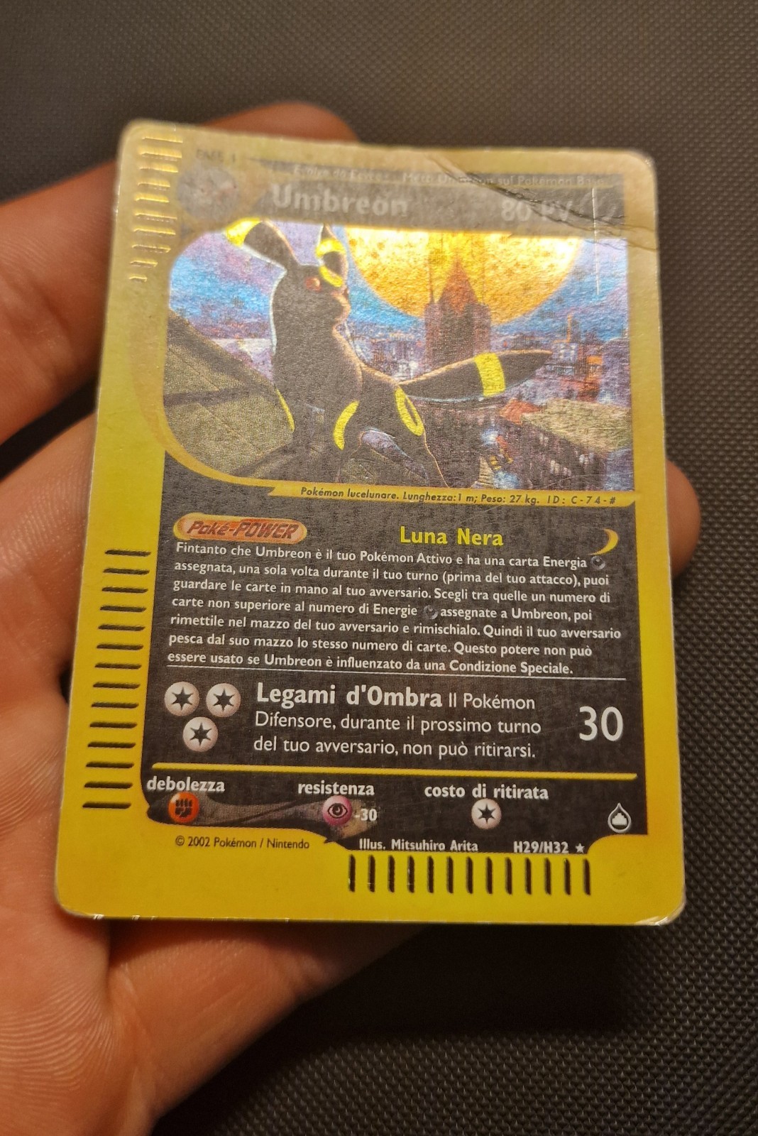 Pokemon Umbreon Acquapolis H29/H32 – Holo – Italian – Poor Con Swirl