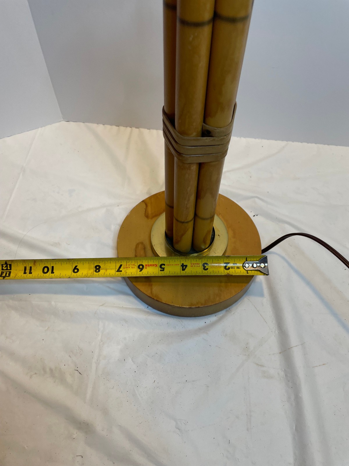 Vintage Rattan Bamboo Table Lamp Boho Mid Century Modern Russell Wright Style