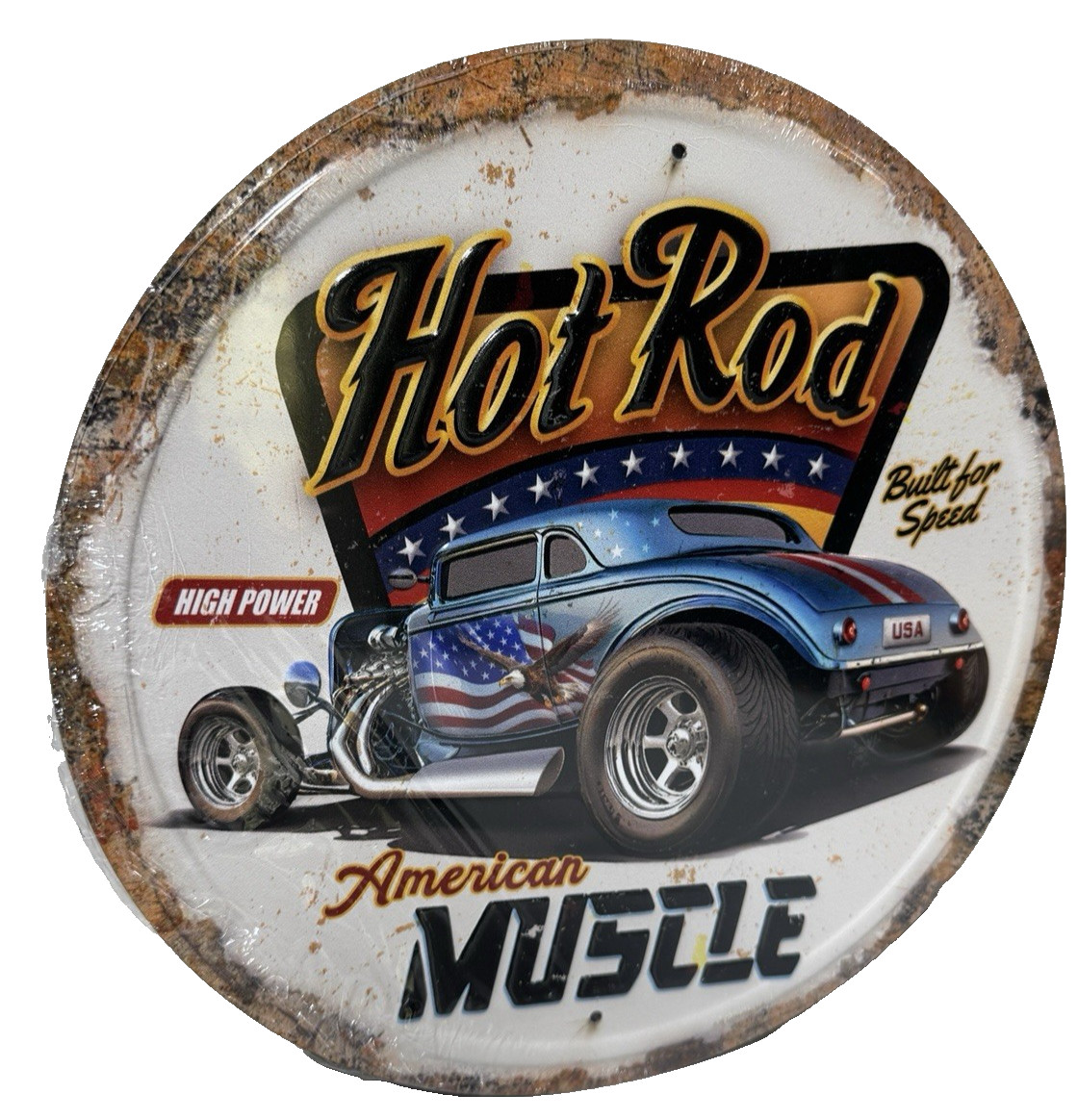 American Muscle Hot Rod FULLY EMBOSSED Sign wall decor 11.75 ” inch Made in USA