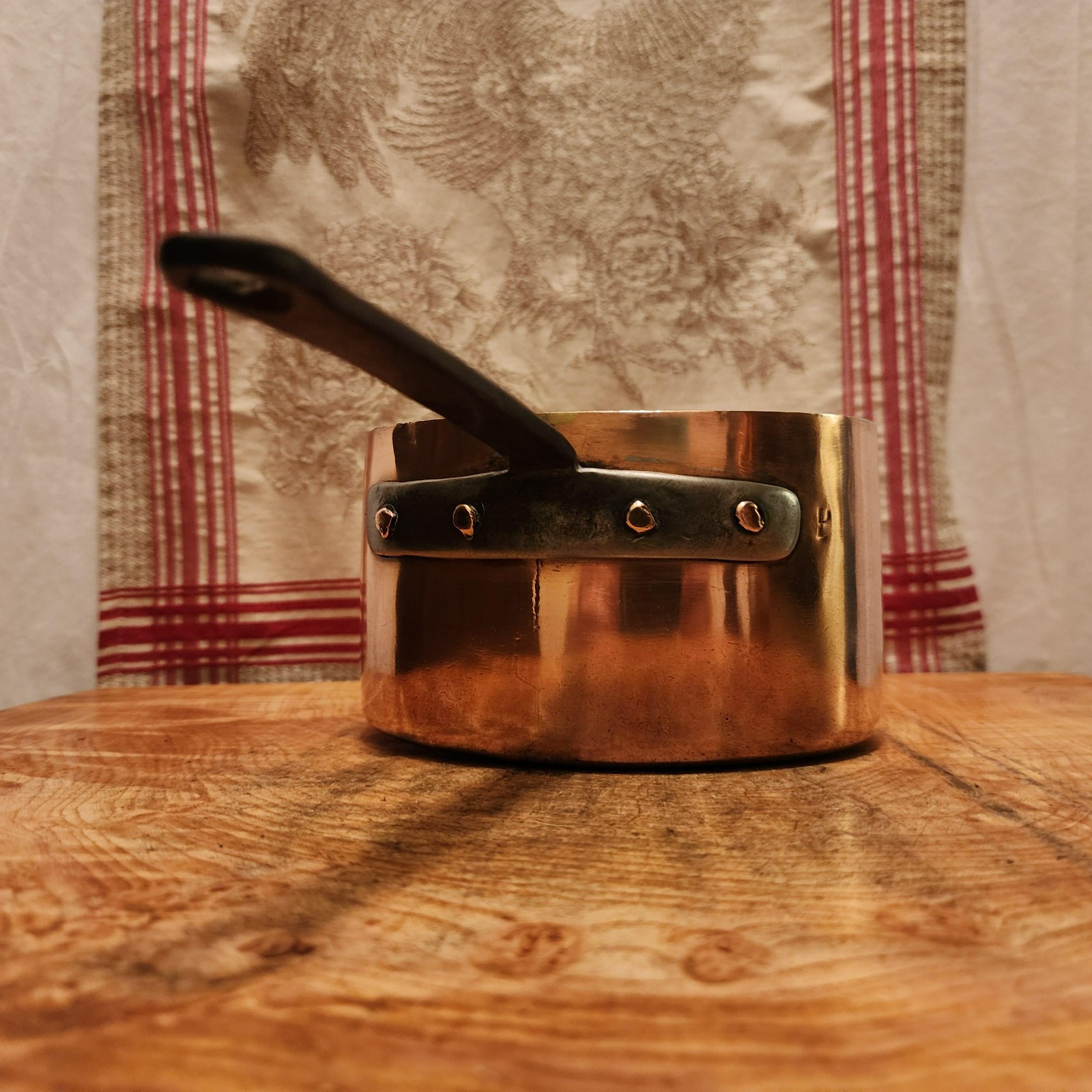 Antique French Copper French Braisière-Oval Saucepan 17x14cm or 6.75×5.5 inches