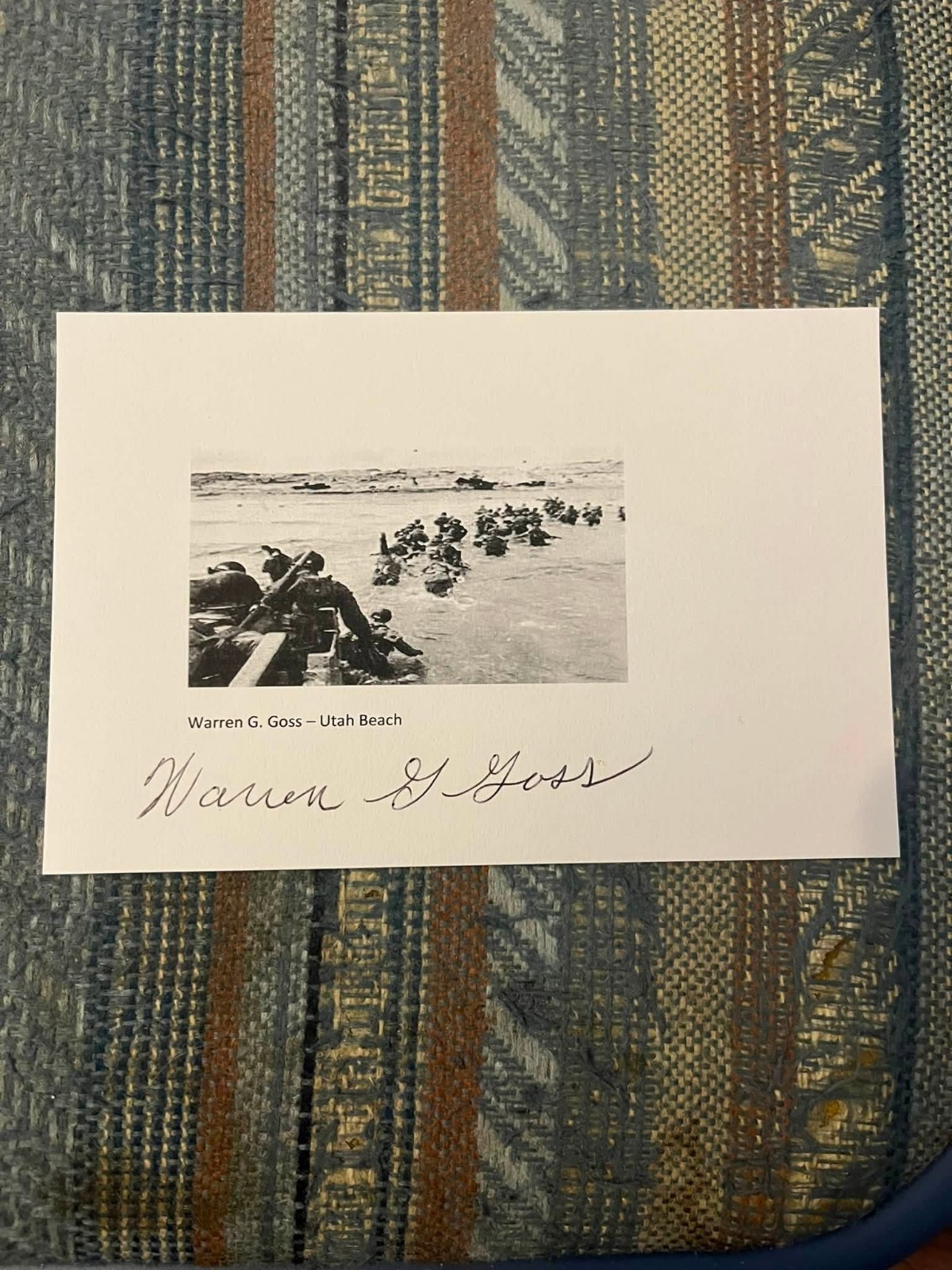 WARREN G. GOSS WORLD WAR 2 WW2 VETERAN SIGNED INDEX CARD AUTOGRAPH #1