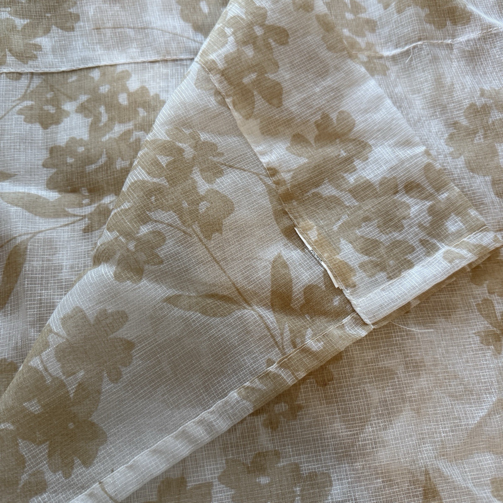 VTG Open Weave Sheer Curtain Panels Champagne Tan Light Shimmer SET 60x82L (X2)