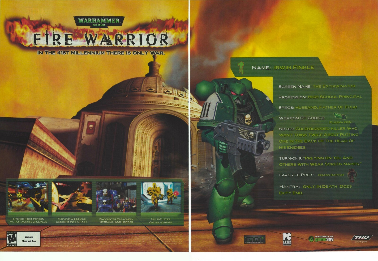 Warhammer 40,000: Fire Warrior Print Ad/Poster Art PC Small Box