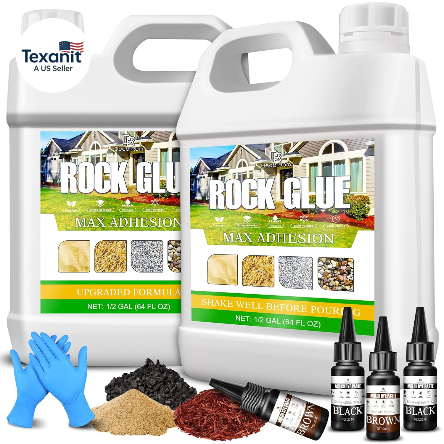 Mulch Glue for Landscaping with Dye Paste, 128Oz Rock Glue, Strong Adhesion Fast