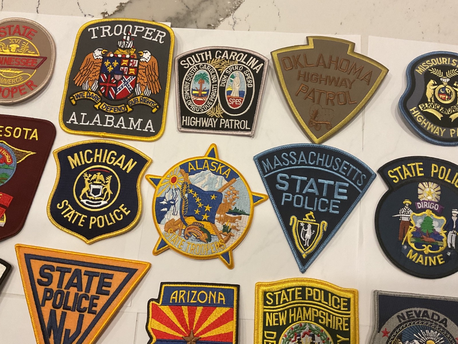 Police collectors patch set 50 pieces all different state patches. Full Size New
