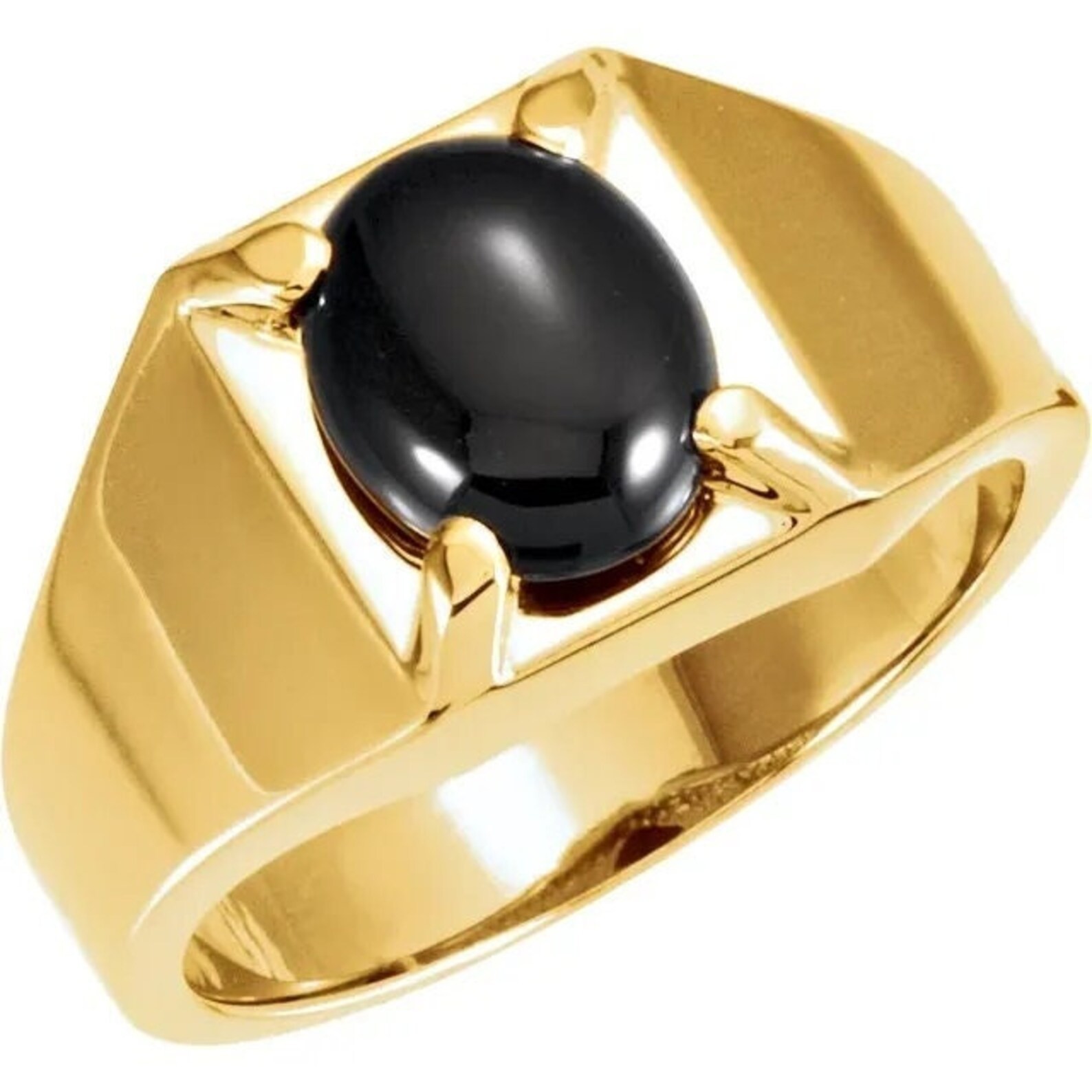 Men’s 18K Yellow Gold Over Mount Ring Prong Setting Oval 12x10MM Without Stone