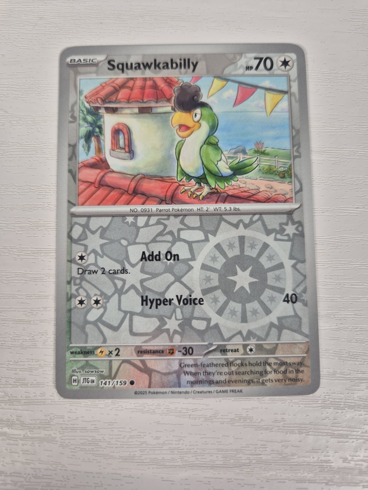 Squawkabilly 141/159 Reverse Holo Card Journey Together Pokemon TCG SV09