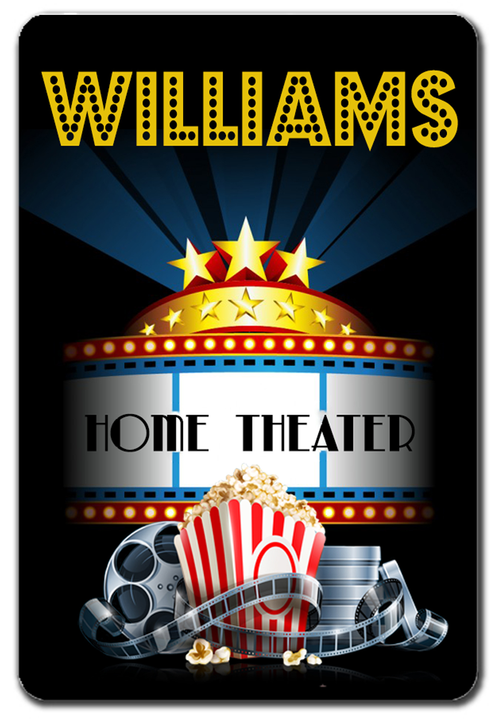 PERSONALIZED HOME THEATER METAL SIGN