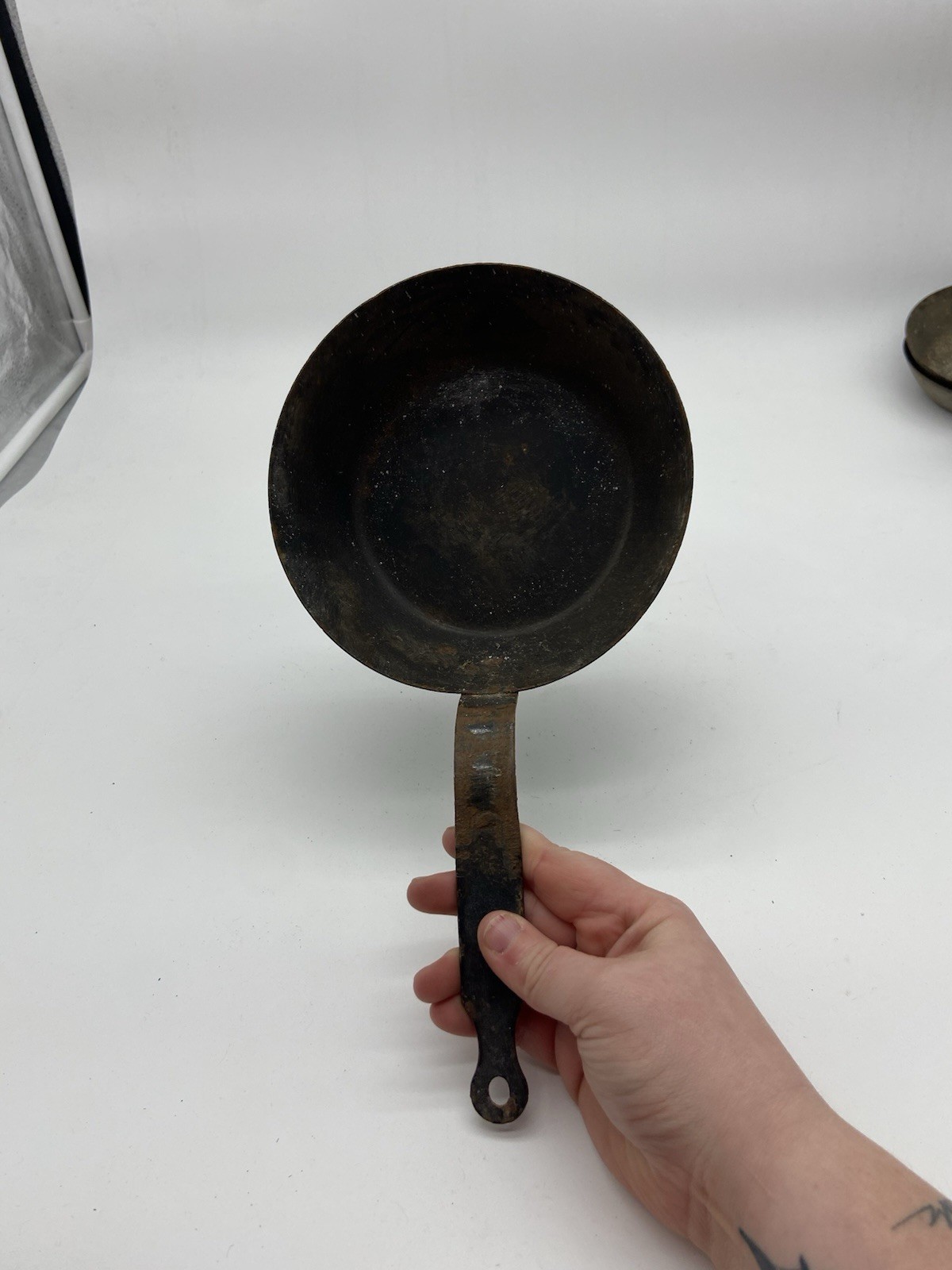 Antique Lot Of 3 Solid Steel Cowboy Camping Frying Pans Skillets