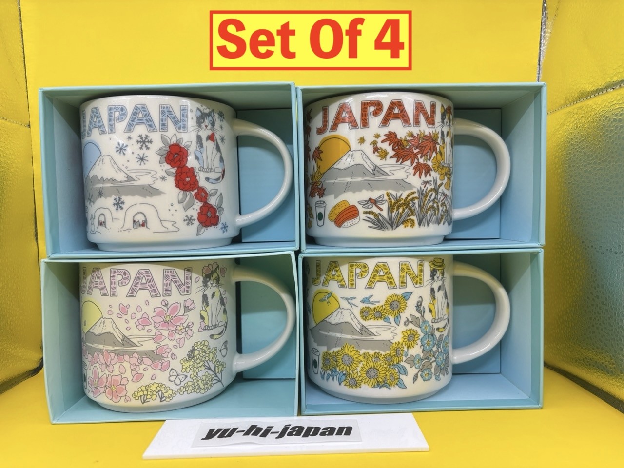 STARBUCKS JAPAN Spring/Summer/Autumn/Winter Set of 4 Been There Mug 414ml/14oz