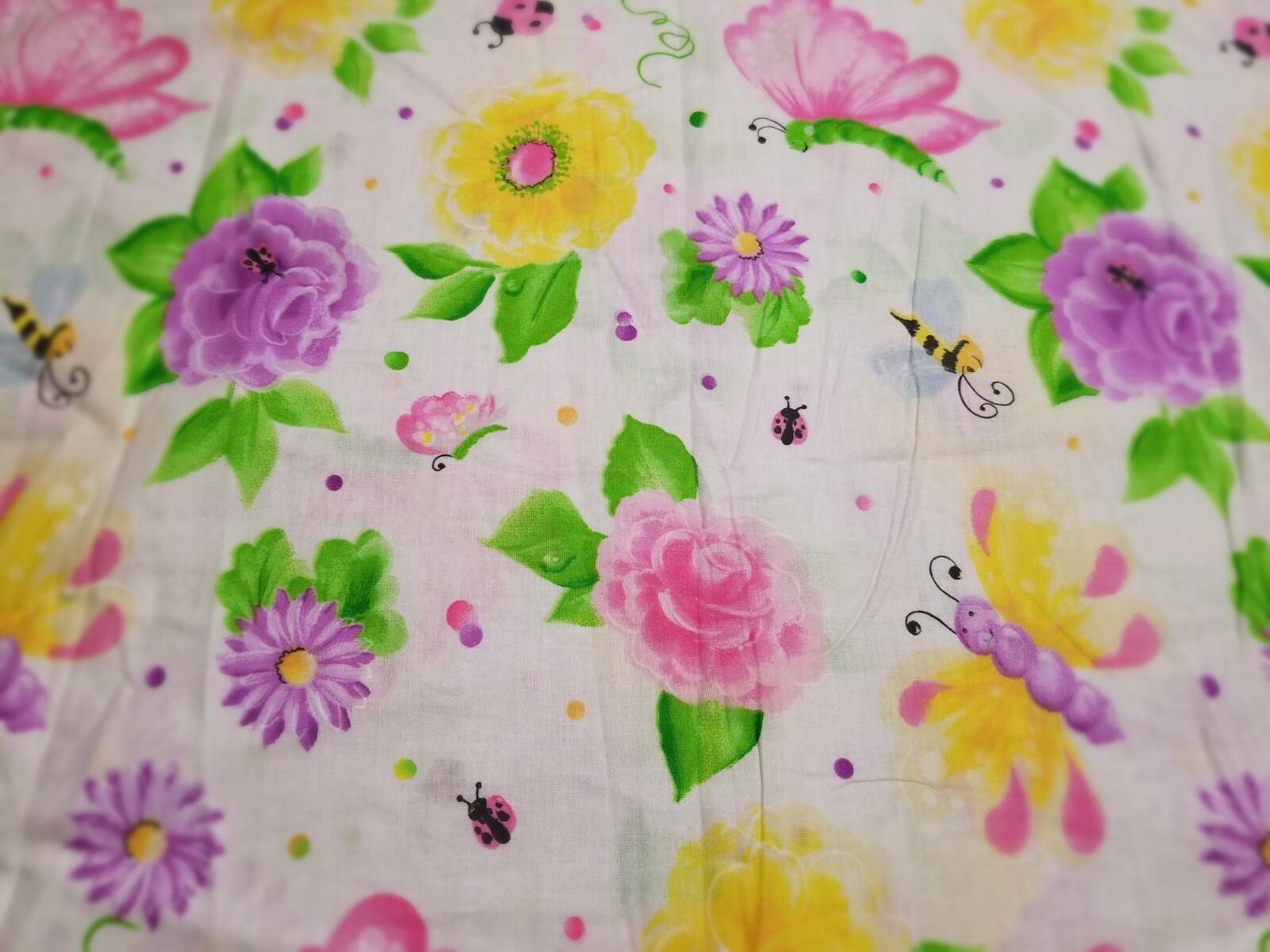 VTG Daisy Kingdom Donna’s Garden Allover Fabric Flower Butterfly BY HALF YARD