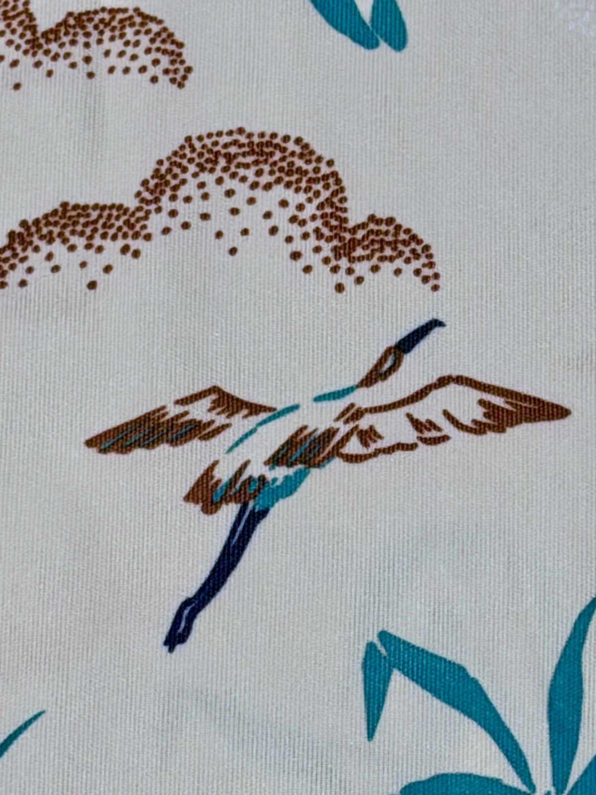50’s 60’s Flamingo & Geese in Tide Pools Polyester Barkcloth Era Vintage Fabric