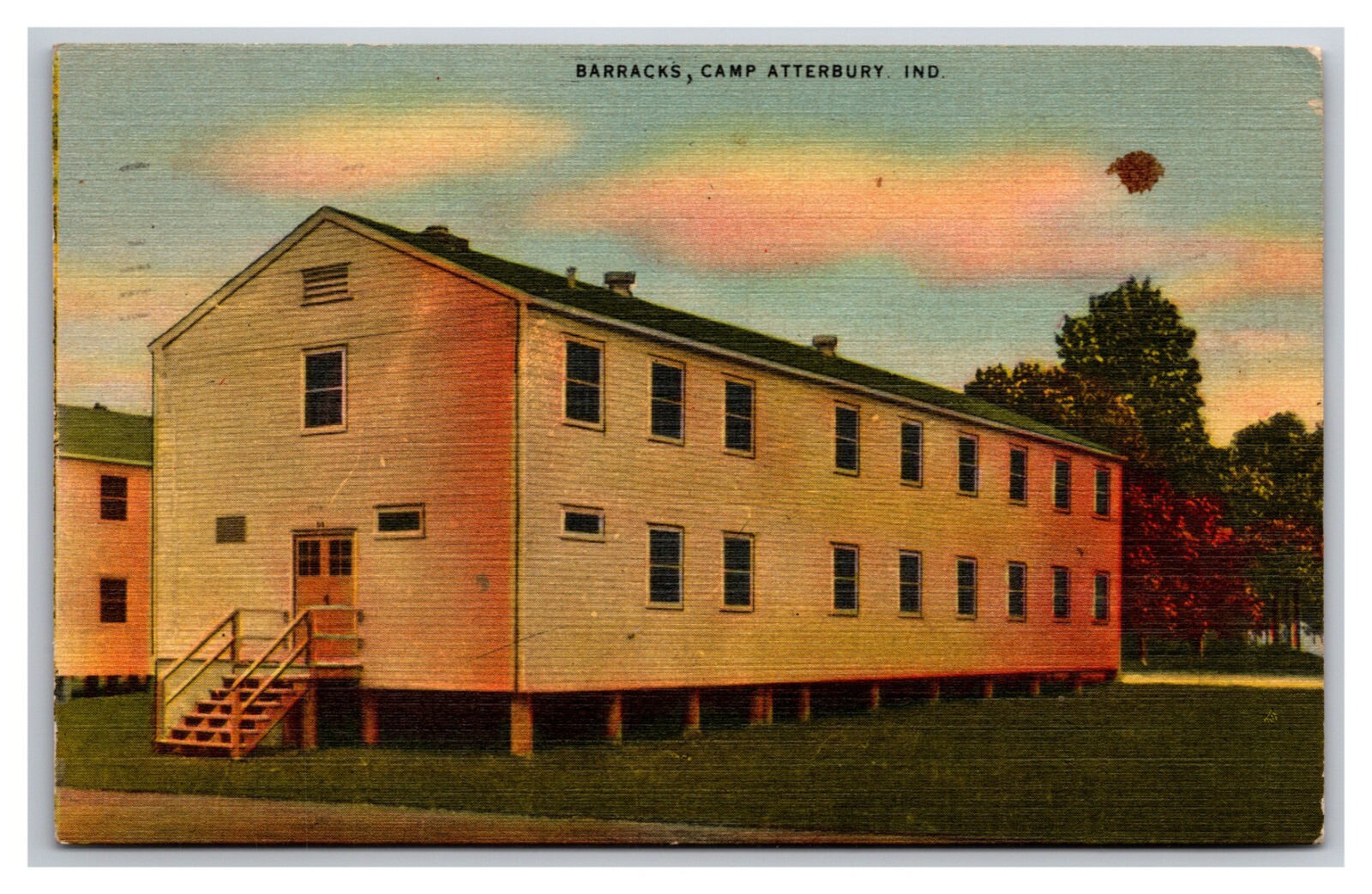 barracks Camp Atterbury Near Edinburgh Indiana IN UNP Linen Postcard O24