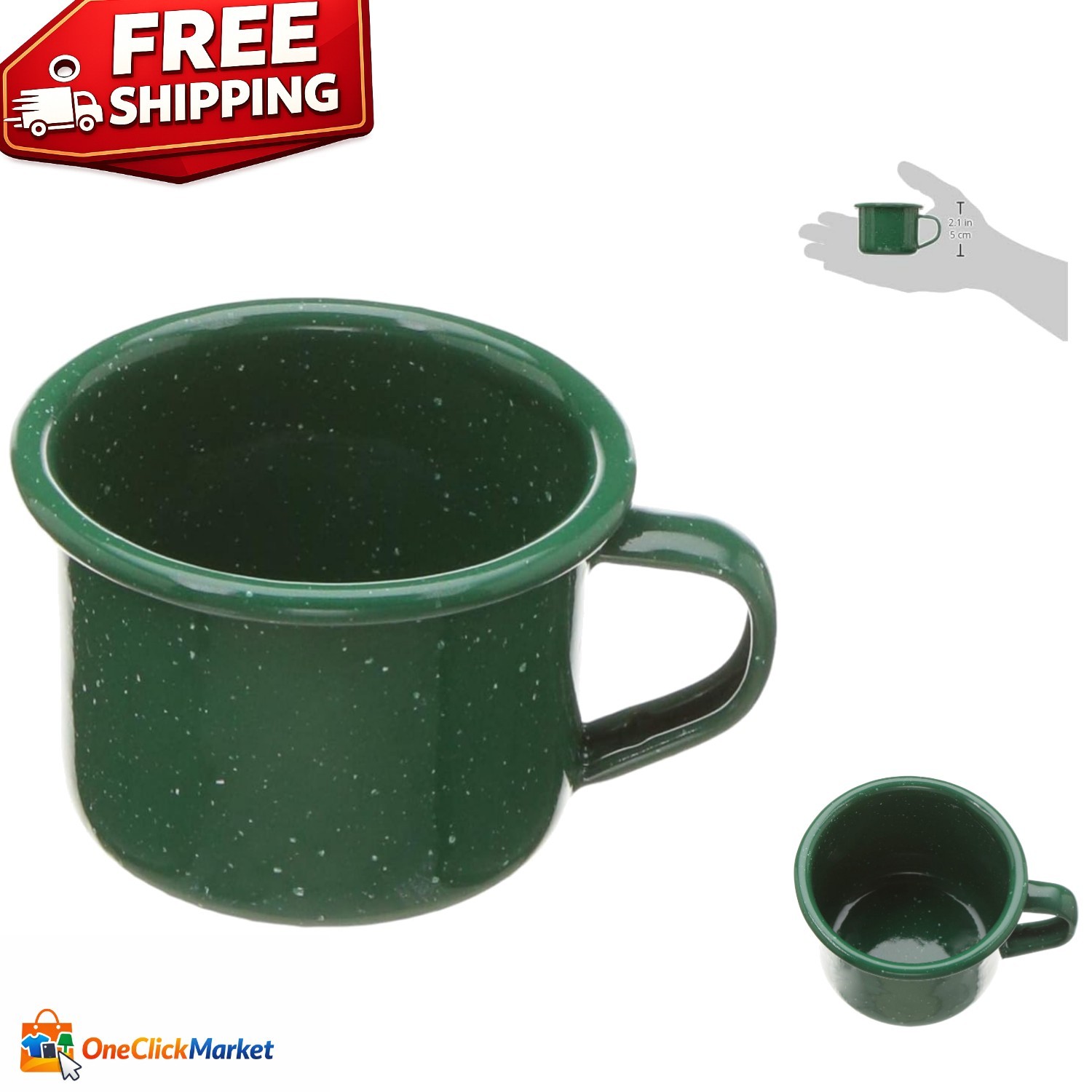 Durable 4 fl. oz. Enameled Steel Cup in Green – Perfect for Outdoor Adventures