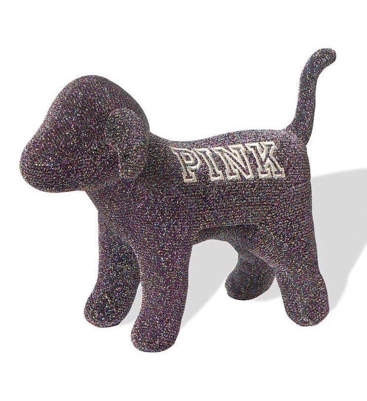 Victoria Secret PINK ~ Plush Dogs ~ Glitter ~ Pink Polka Dots ~ Silver ~ Black
