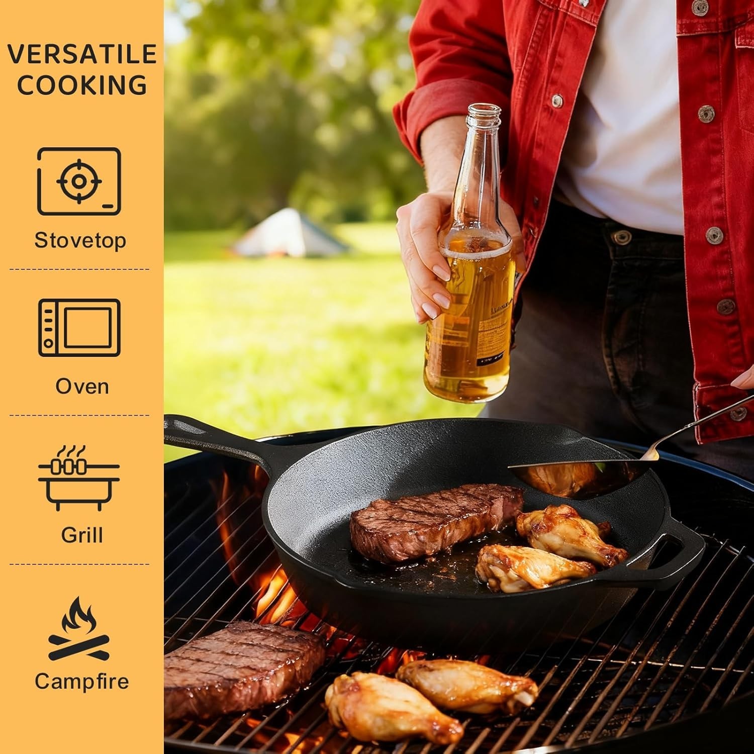Professional 3-Pan Cast Iron Skillet Set – 6 In., 8 In., & 10 In. for Every Chef