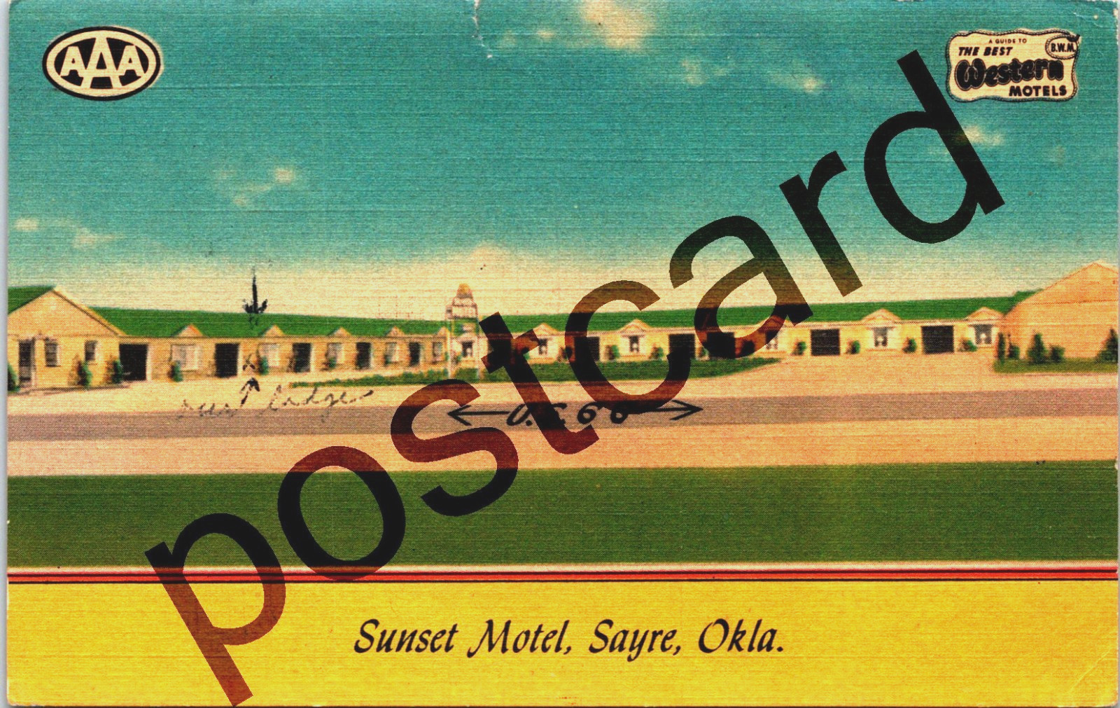 1953, SUNSET MOTEL, Sayre, OK, Mr & Mrs Paul Mackey, Own/Oper, postcard jj494