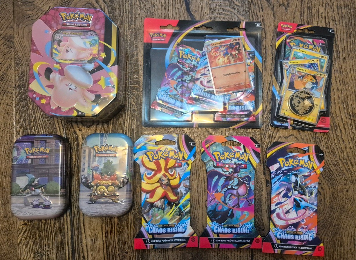 Pokemon TCG Chaos Rising Bundle Tins, Blisters, Booster packs