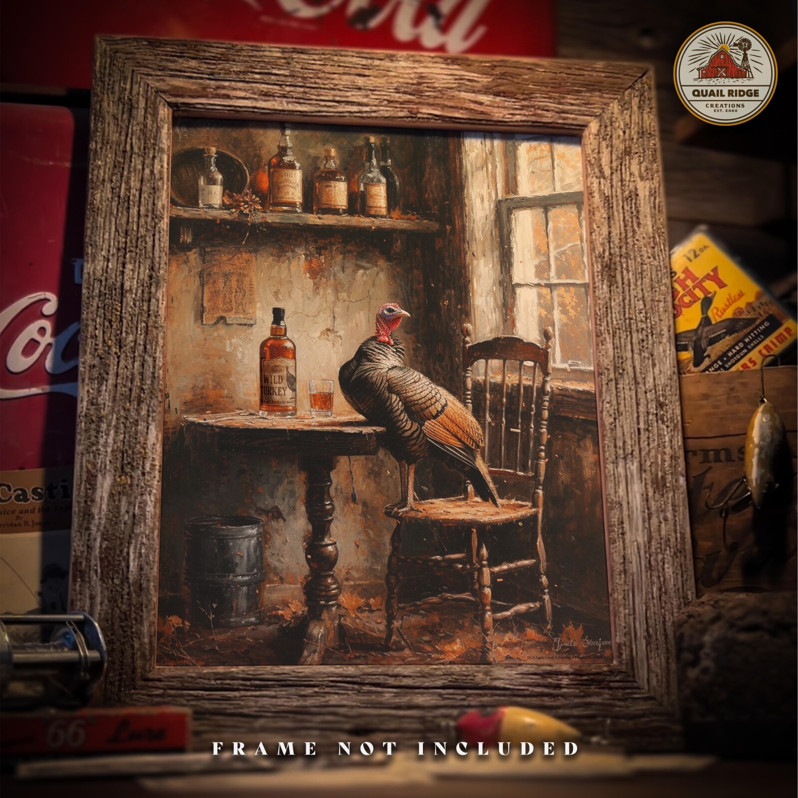 Vintage Wild Turkey Whiskey Art Print Turkey Hunting Artwork Cabin Bar Decor