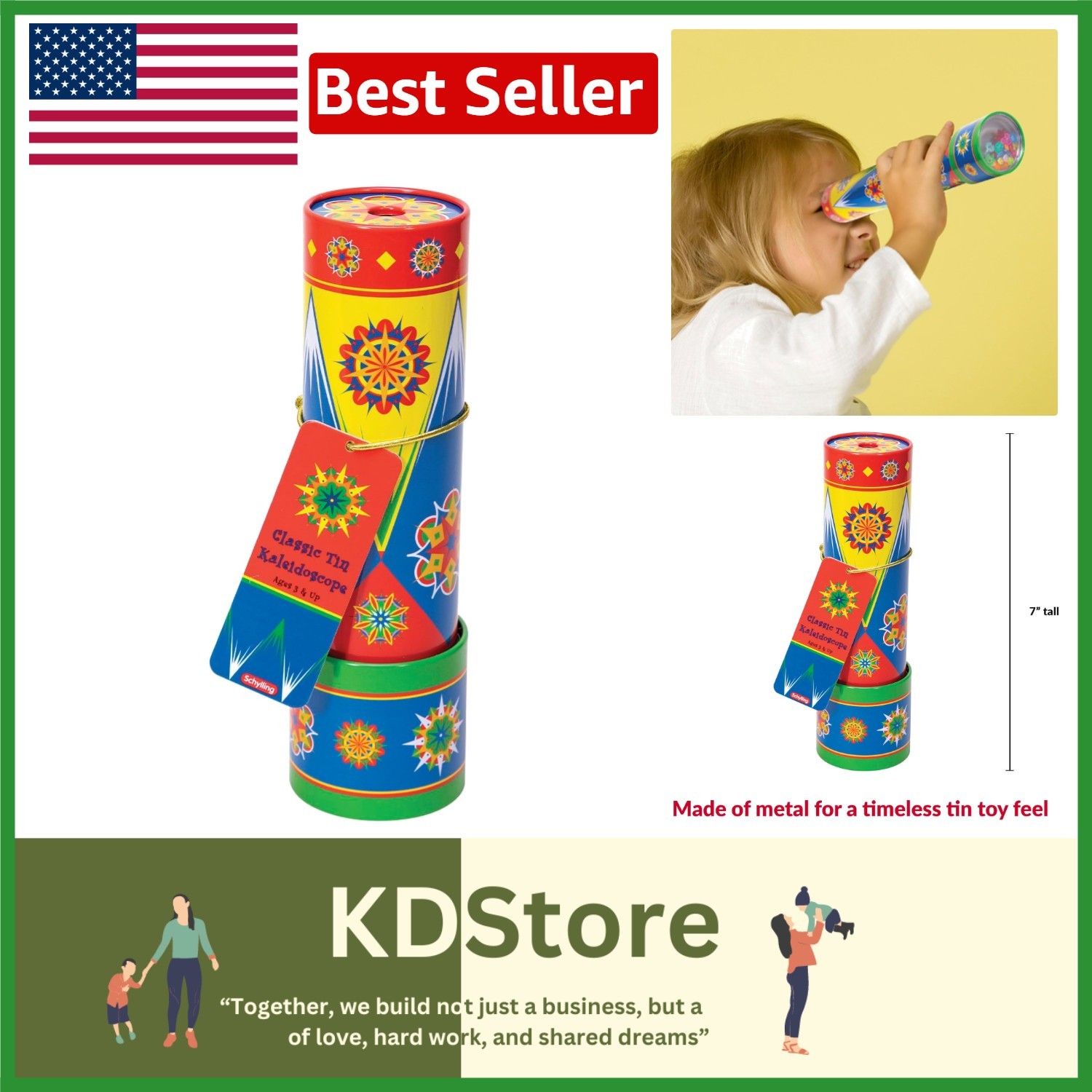 Multicolored Kaleidoscope for Kids – Hand-Powered & No Batteries Needed