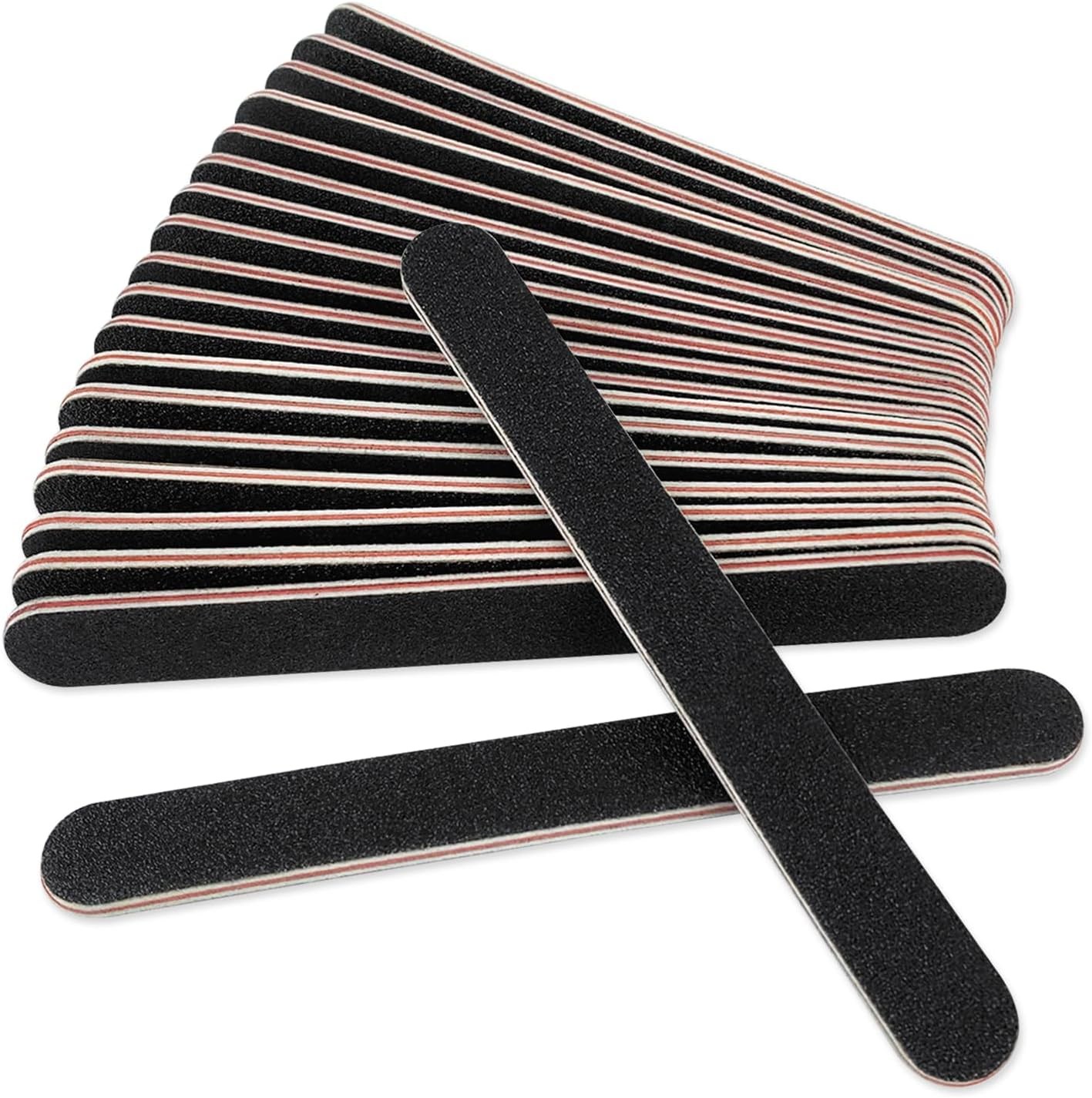 20 Pack 100/180 Grit Nail Files, Black Professional Reusable Emery Boards Nail F