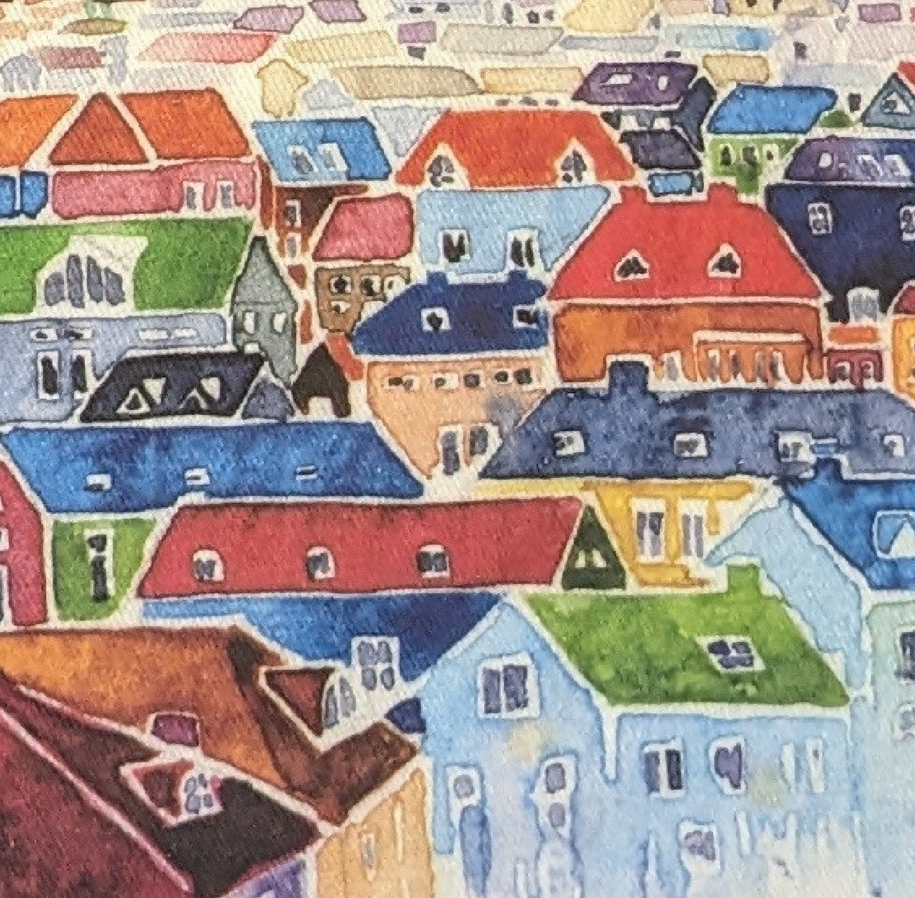 Iceland Dish Tea Towel “Dance in the Darkness” Watercolor Landscape