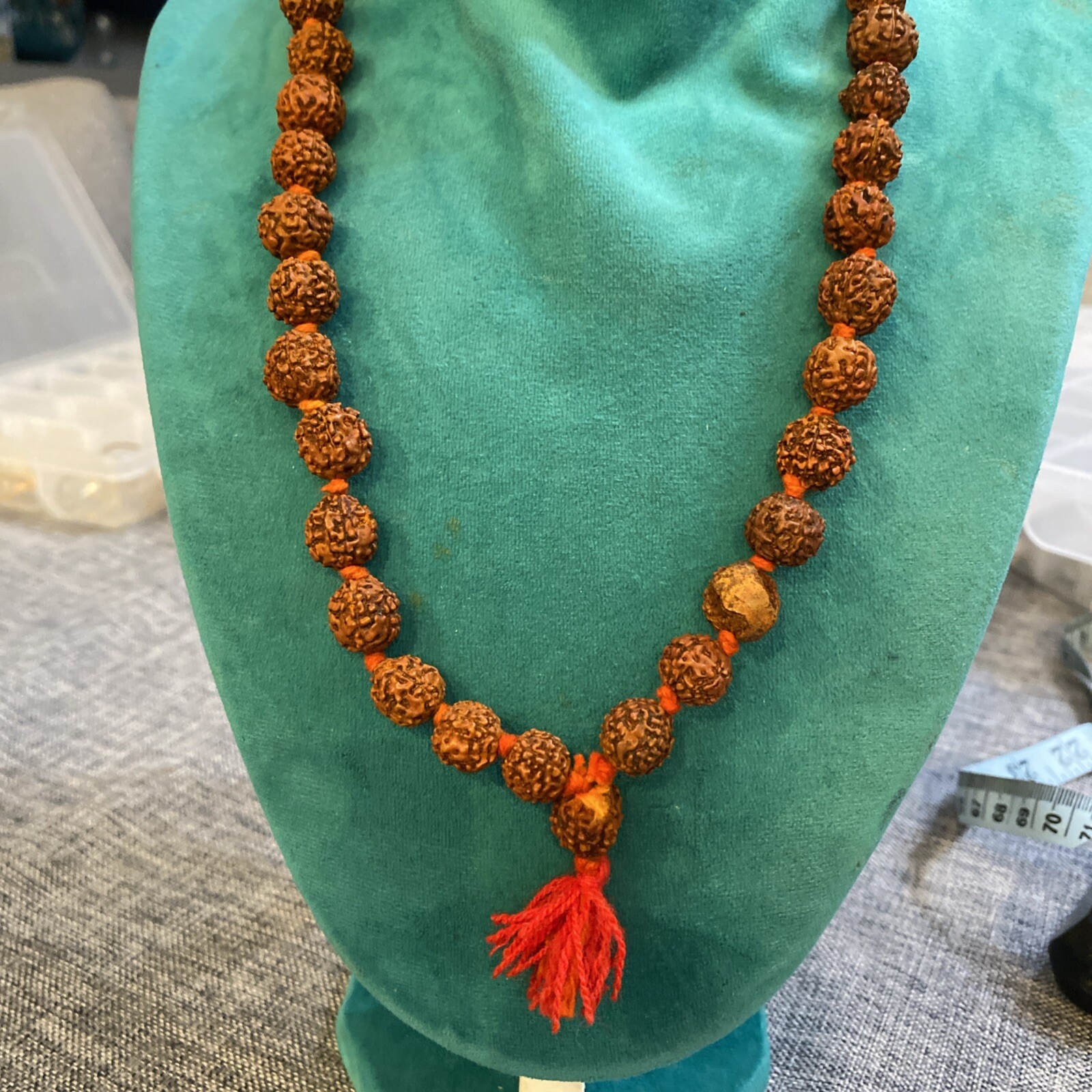 Natural knot Rudraksha agate gemstone beads necklace Unisex Custom Overhead A5