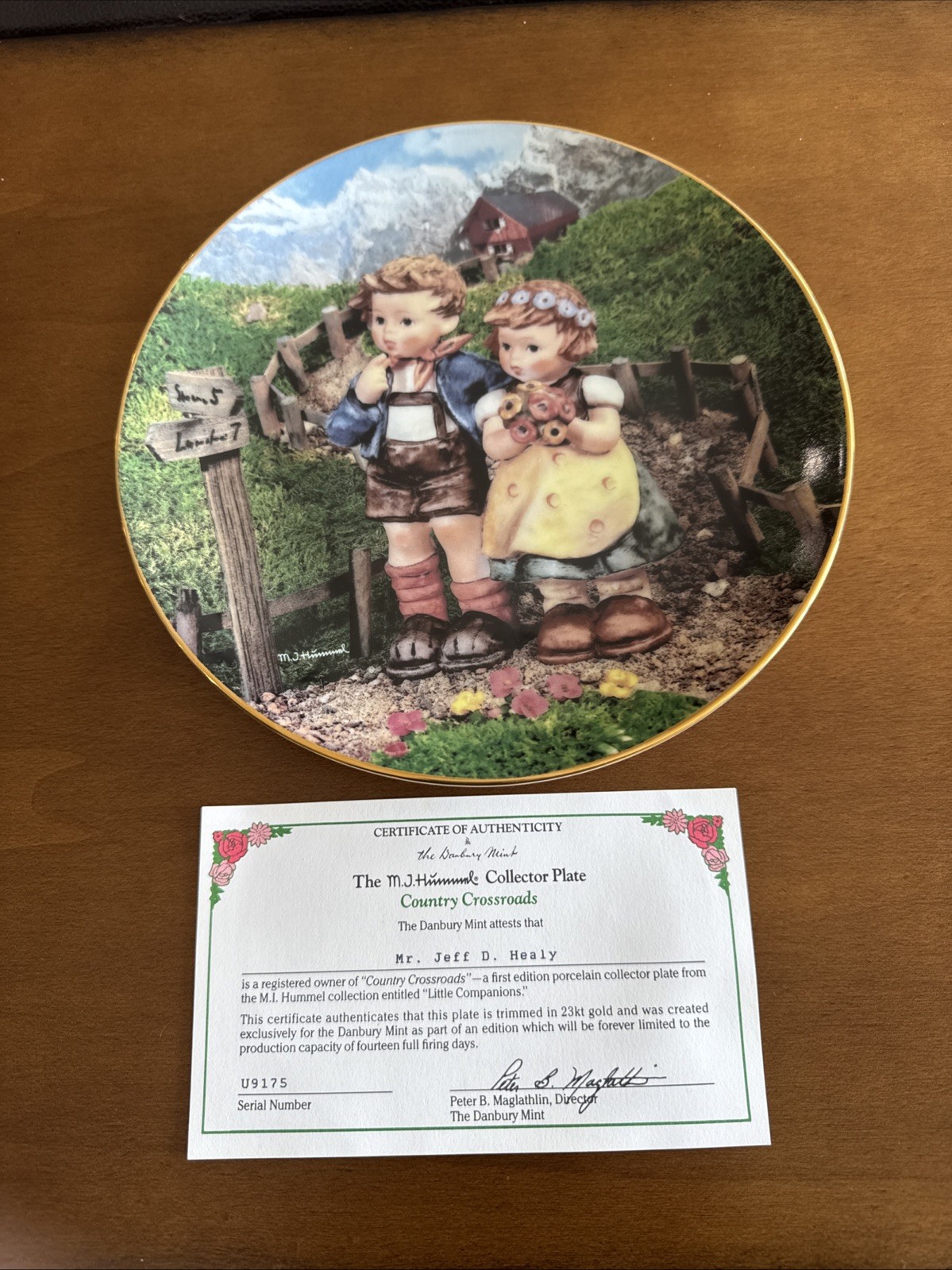 Country Crossroads Porcelain Plate From M.I Hummel Little Campanions Collection