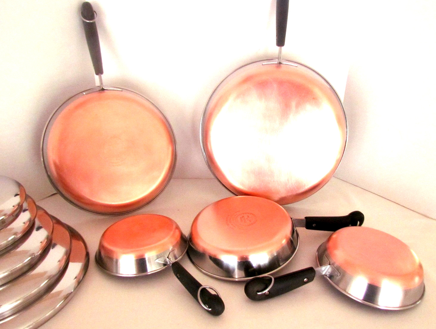 REVERE WARE PRE 68 SKILLET LOT FRYERS, SKILLETS PANS ORIGINAL LIDS EXCELLENT