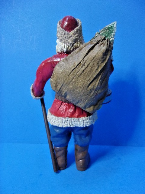 Vintage Kurt Adler Old World Santa Paper Mache Figure Drum Horn & Staff 6.25″