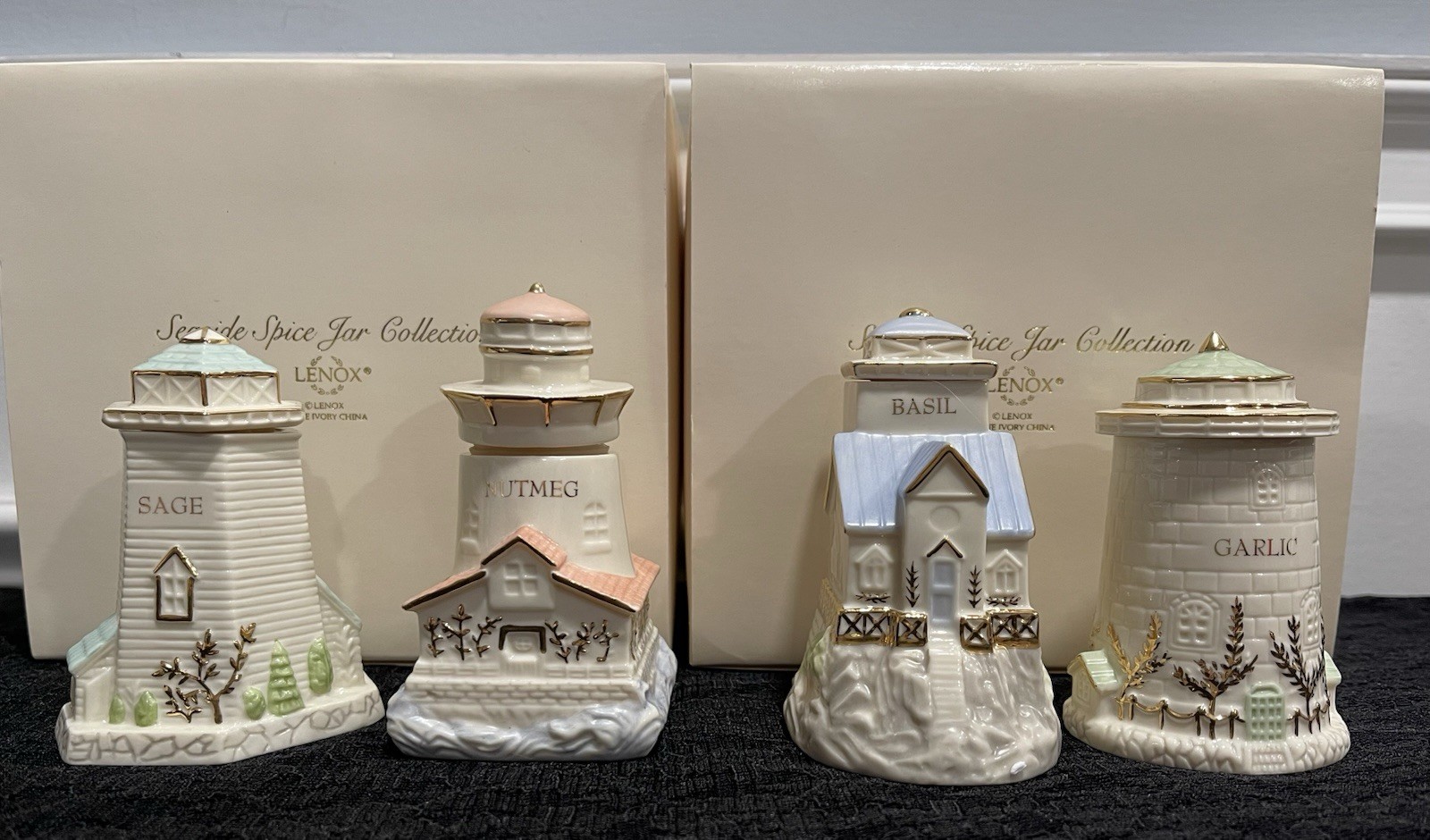Lenox Seaside Lighthouse 24 Spice Jars FULL SET, 2002 RARE Complete w/ Boxes!!!